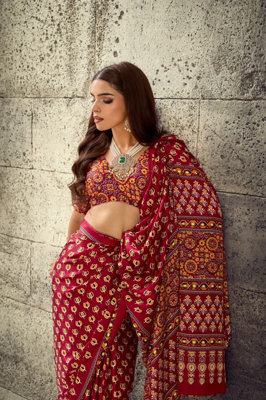 Iris Satin Crepe (A) Ready To Wear Pocket Saree