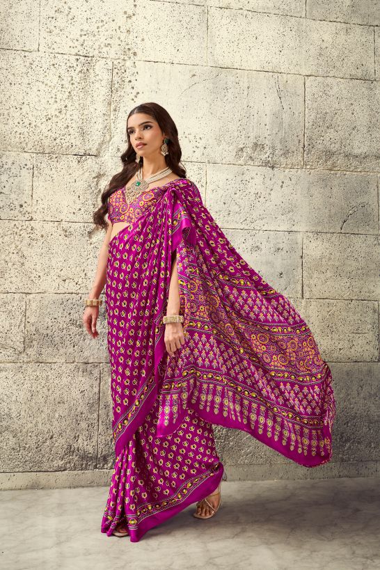 Iris Satin Crepe (D) Ready To Wear Pocket Saree