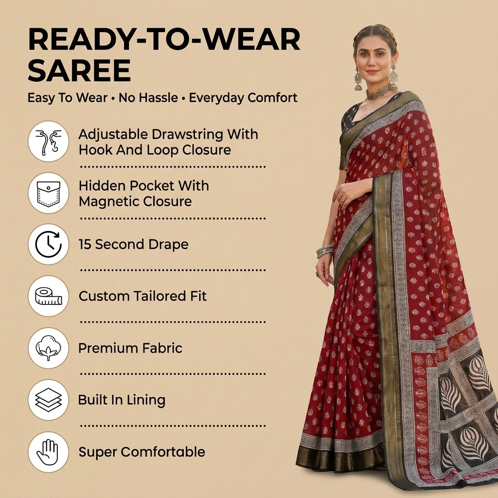 Royal Gleam Cotton (A) Ready To Wear Pocket Saree