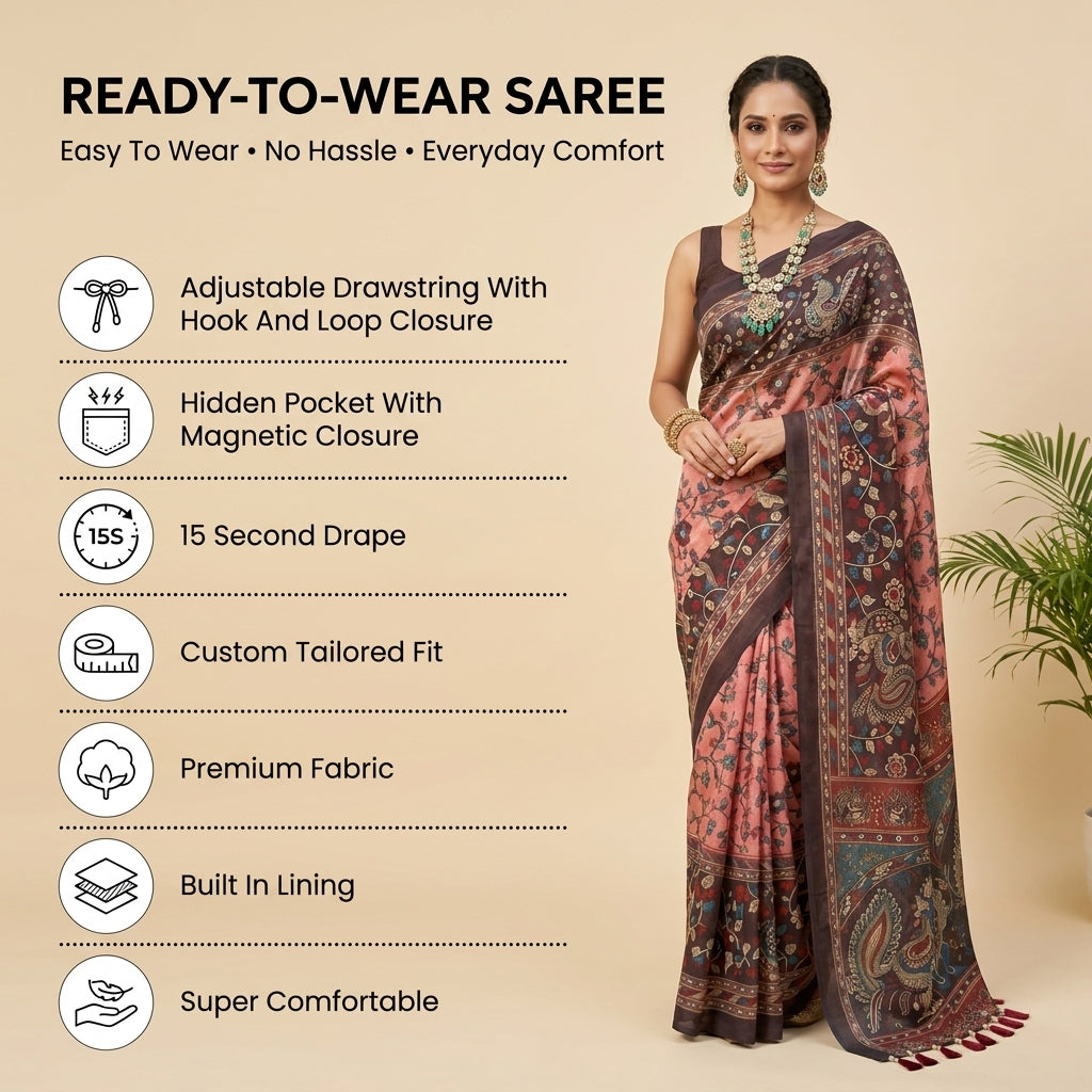 Cotton Kalamkari (M) Ready To Wear Pocket Saree