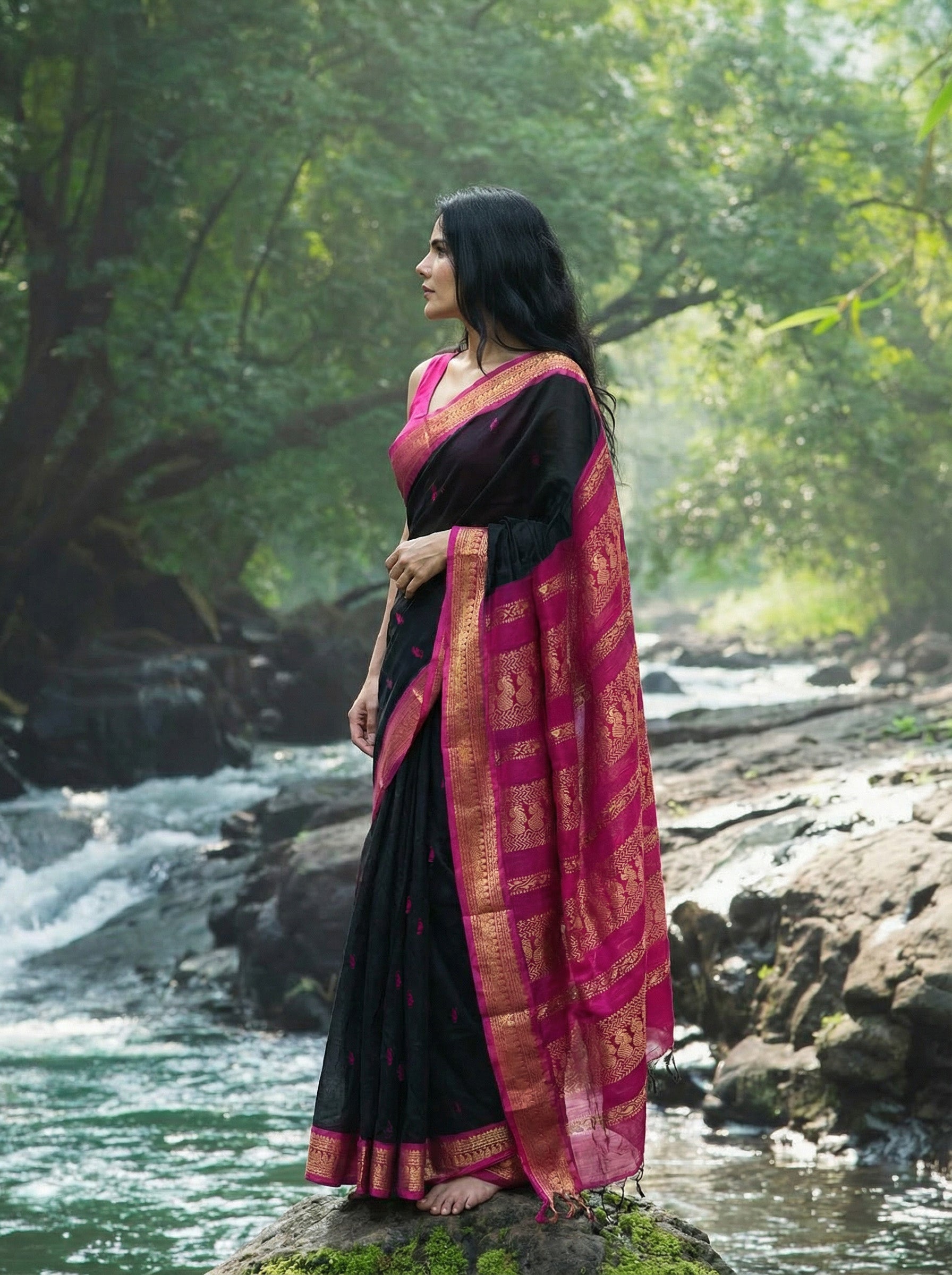 Zayna Weave Cotton Ready To Wear Pocket Saree