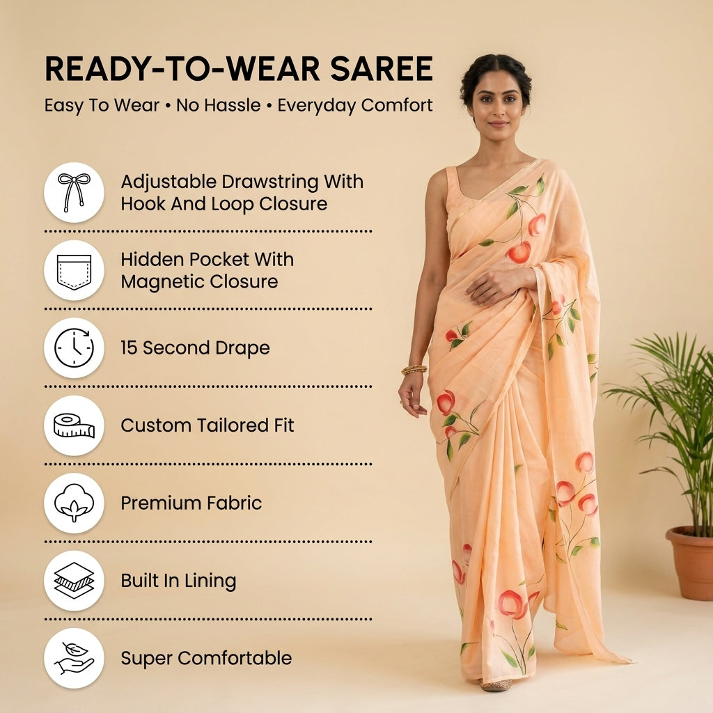 Floral Drift Mul Cotton (B) Ready To Wear Pocket Saree