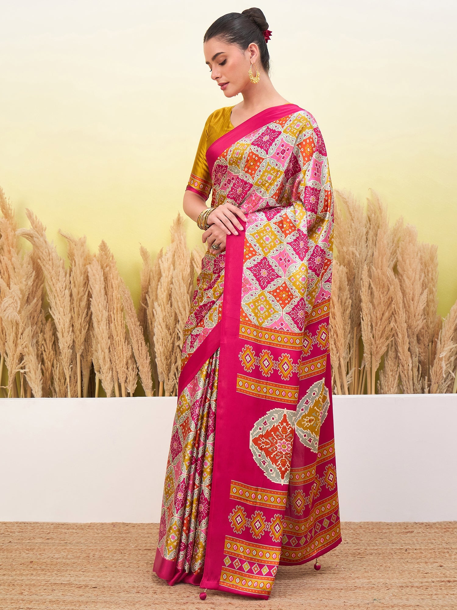 Rangrez Semi Modal (Pink) Ready To Wear Pocket saree