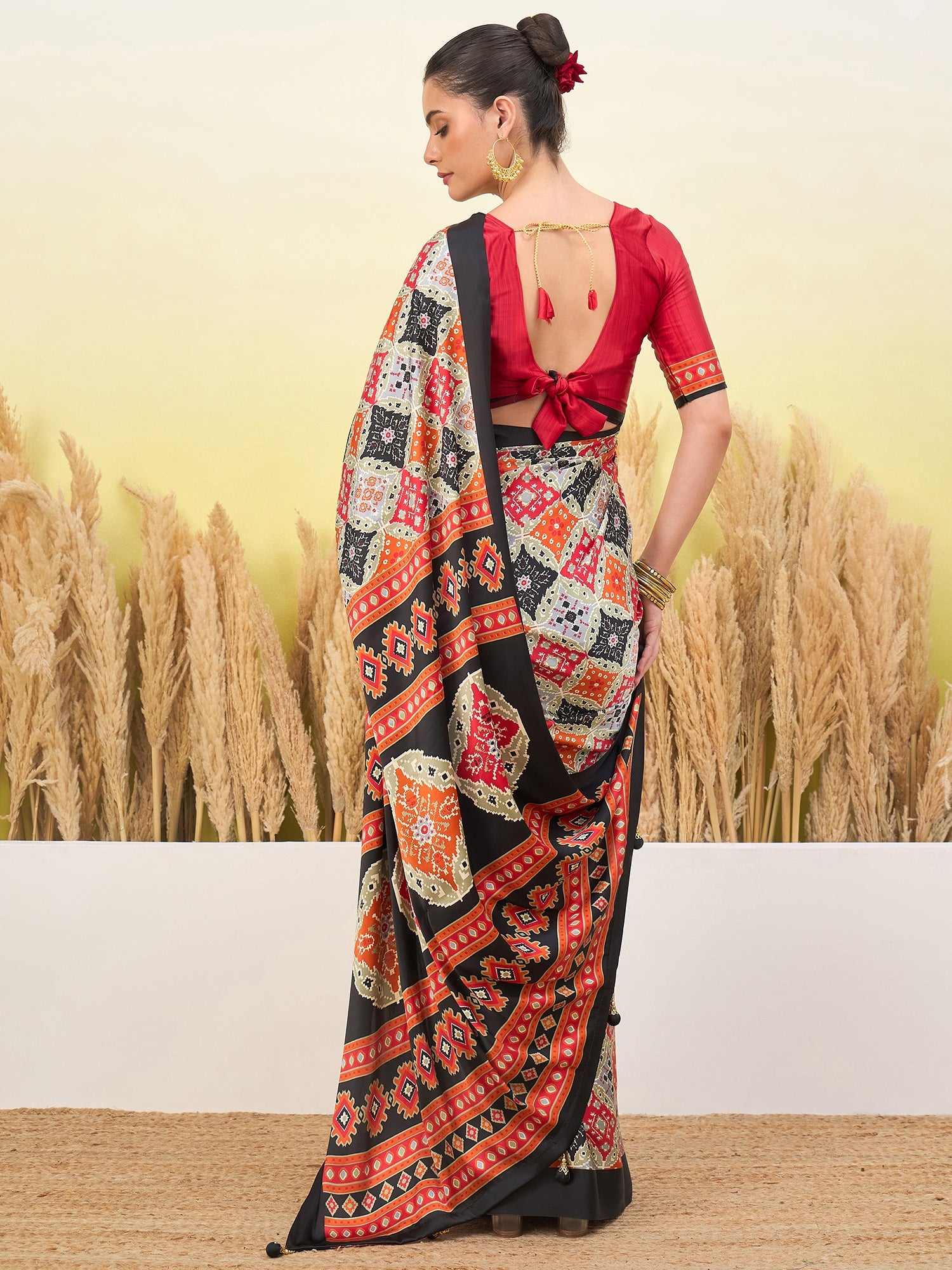 Rangrez Semi Modal (Black) Ready To Wear Pocket Saree