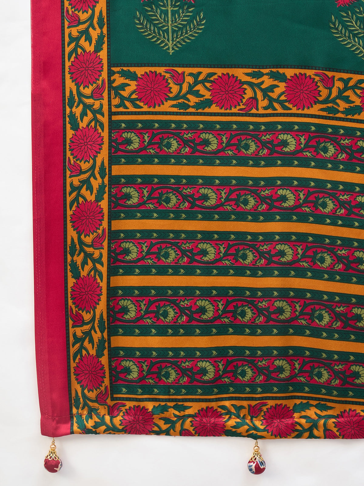 Flora Semi Modal Ready To Wear Pocket Saree | Green