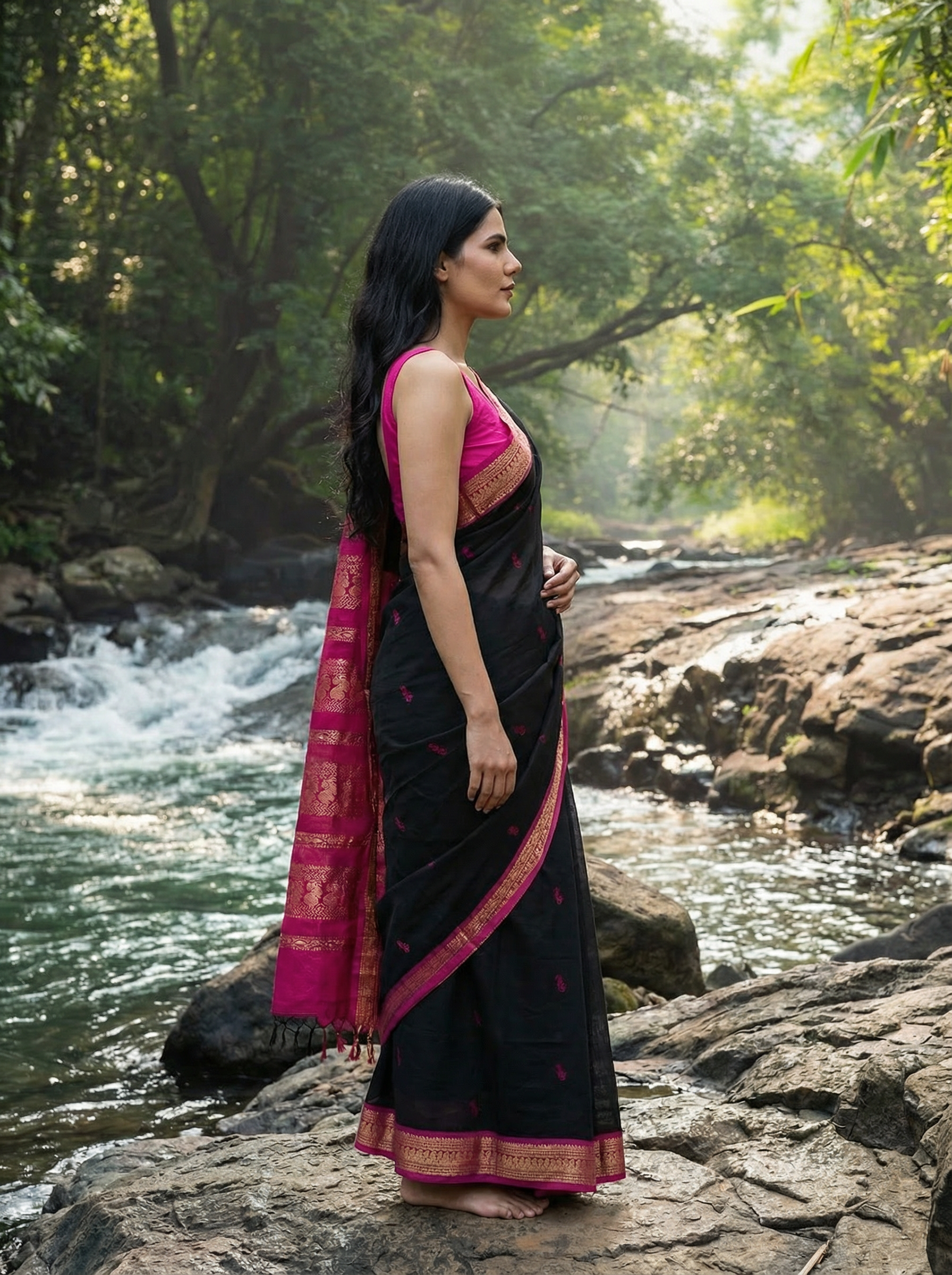 Zayna Weave Cotton Ready To Wear Pocket Saree