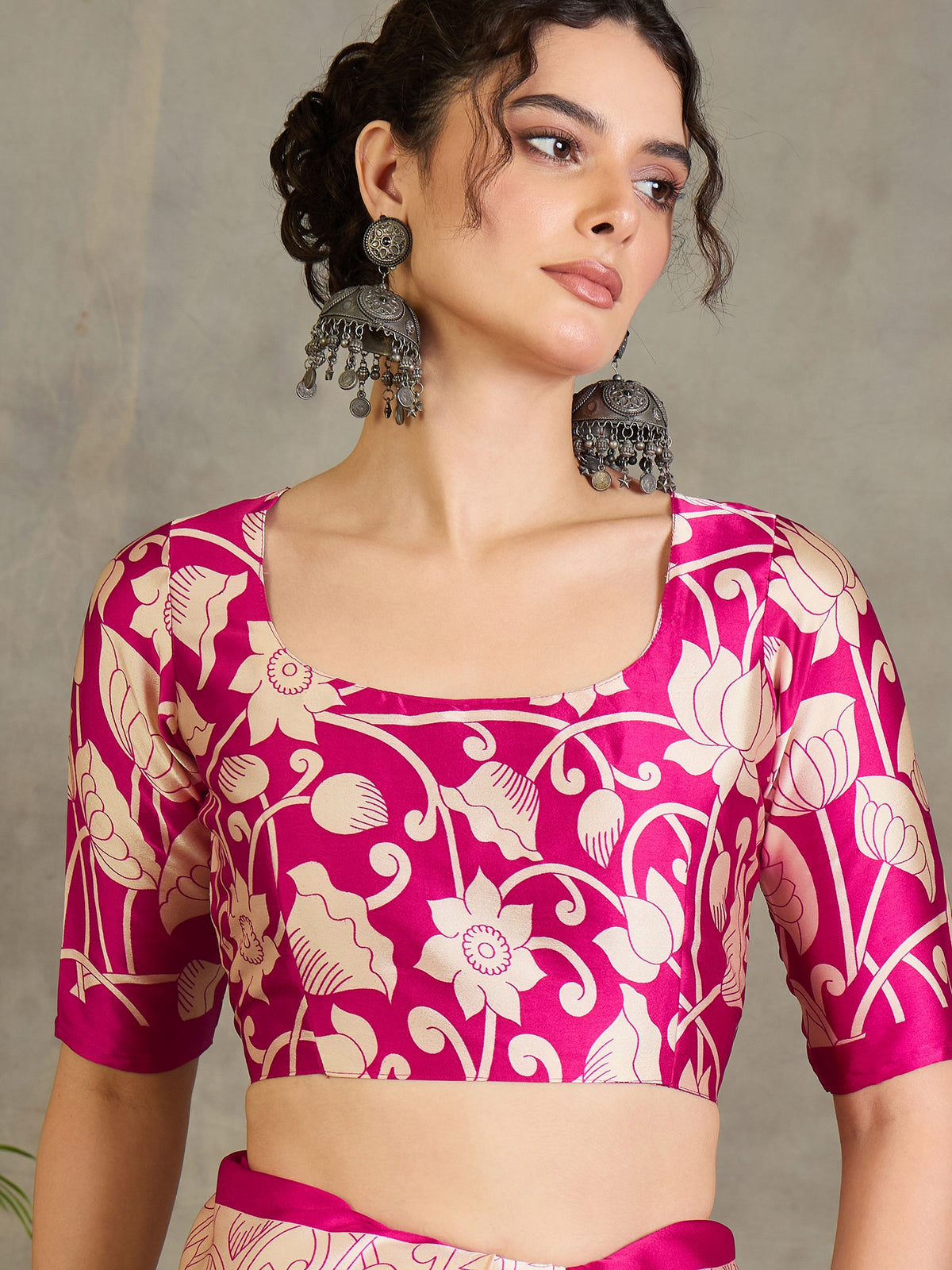 Suvarna Semi Modal Ready To Wear Pocket Saree | Pink