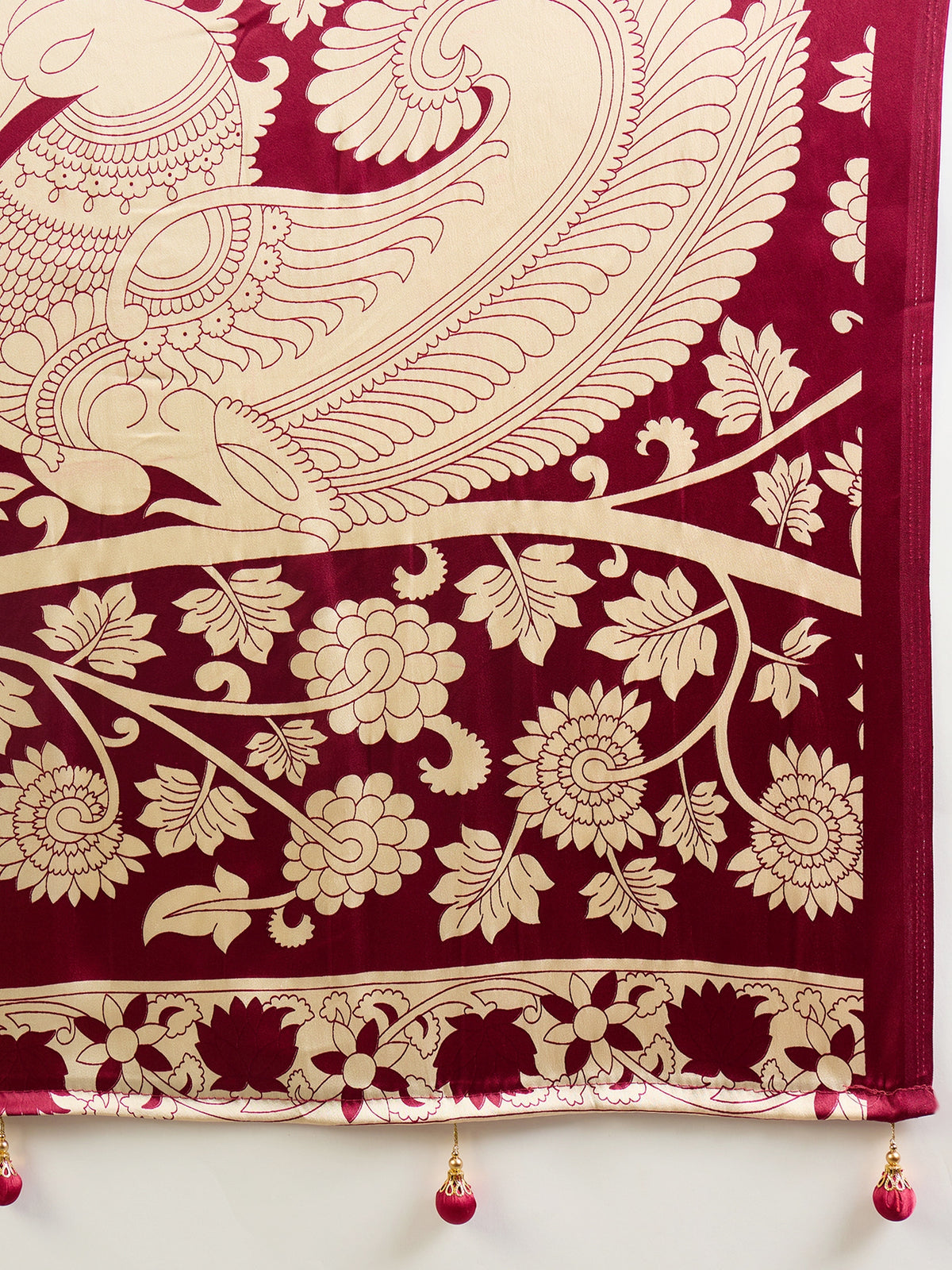 Suvarna Semi Modal Ready To Wear Pocket Saree | Maroon