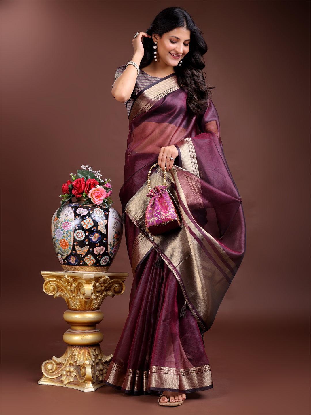 Sheer Breeze Organza (D) Ready To Wear Pocket Saree