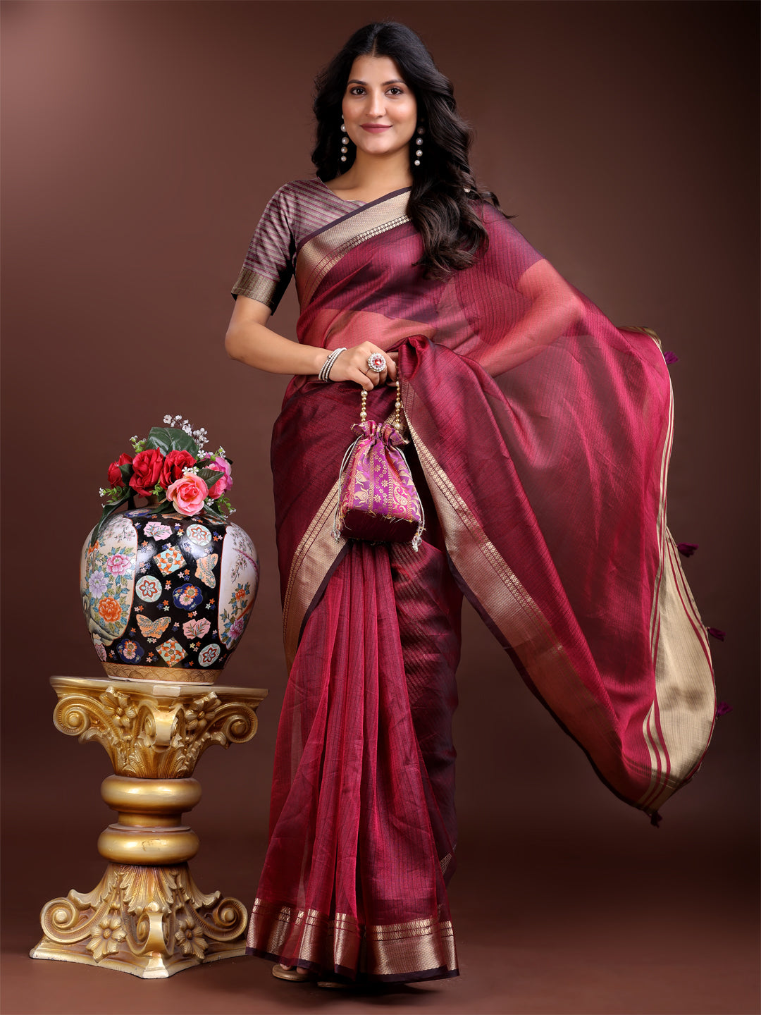 Sheer Breeze Organza (A) Ready To Wear Pocket Saree