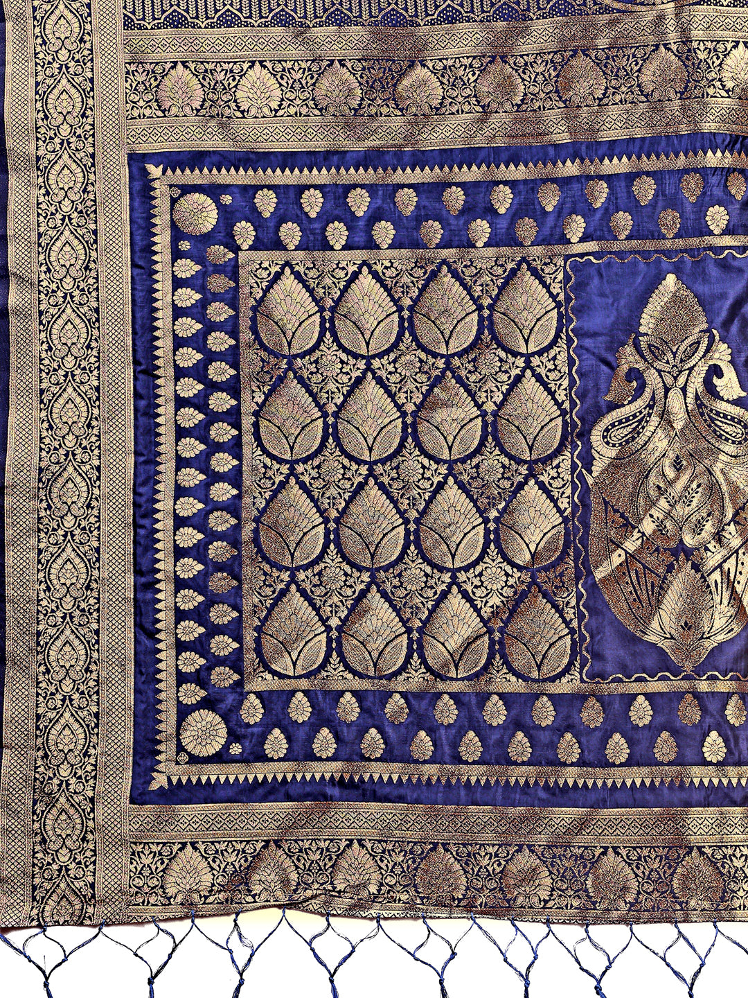 Regalia Silk Navy Blue Ready To Wear Pocket Saree