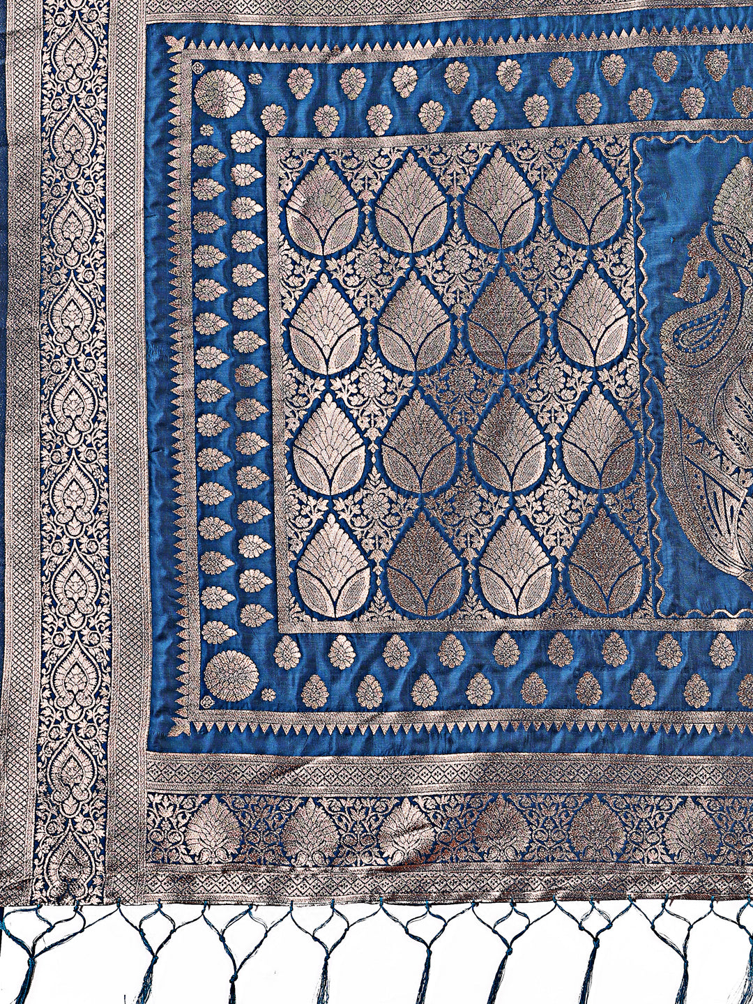 Regalia Silk Blue Ready To Wear Pocket Saree