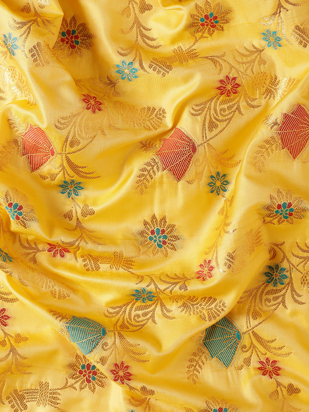 Eternal Flora Banarasi Silk (Yellow) Ready To Wear Pocket Saree