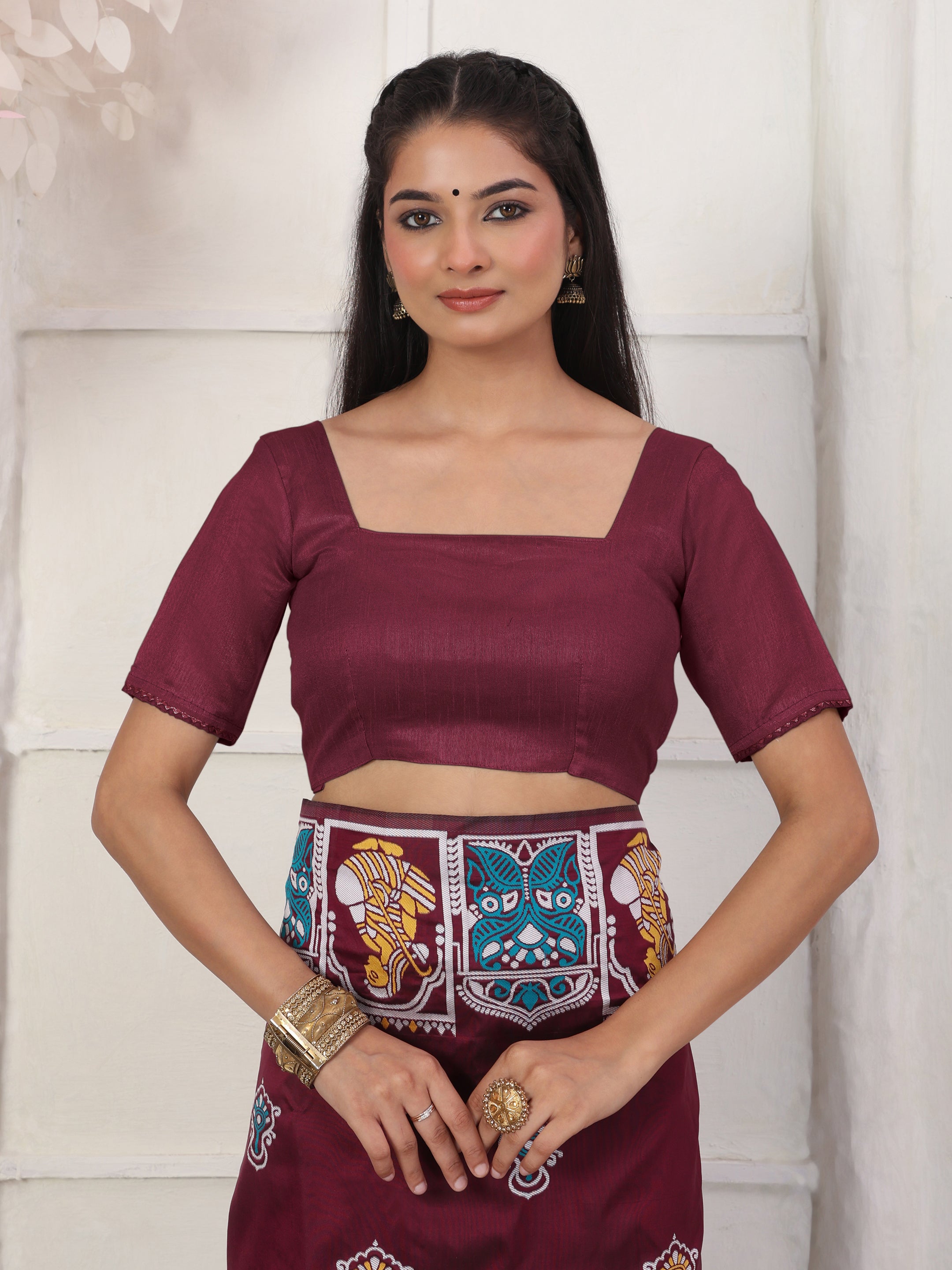 Nritya Katha Wine Silk Ready To Wear Pocket Saree