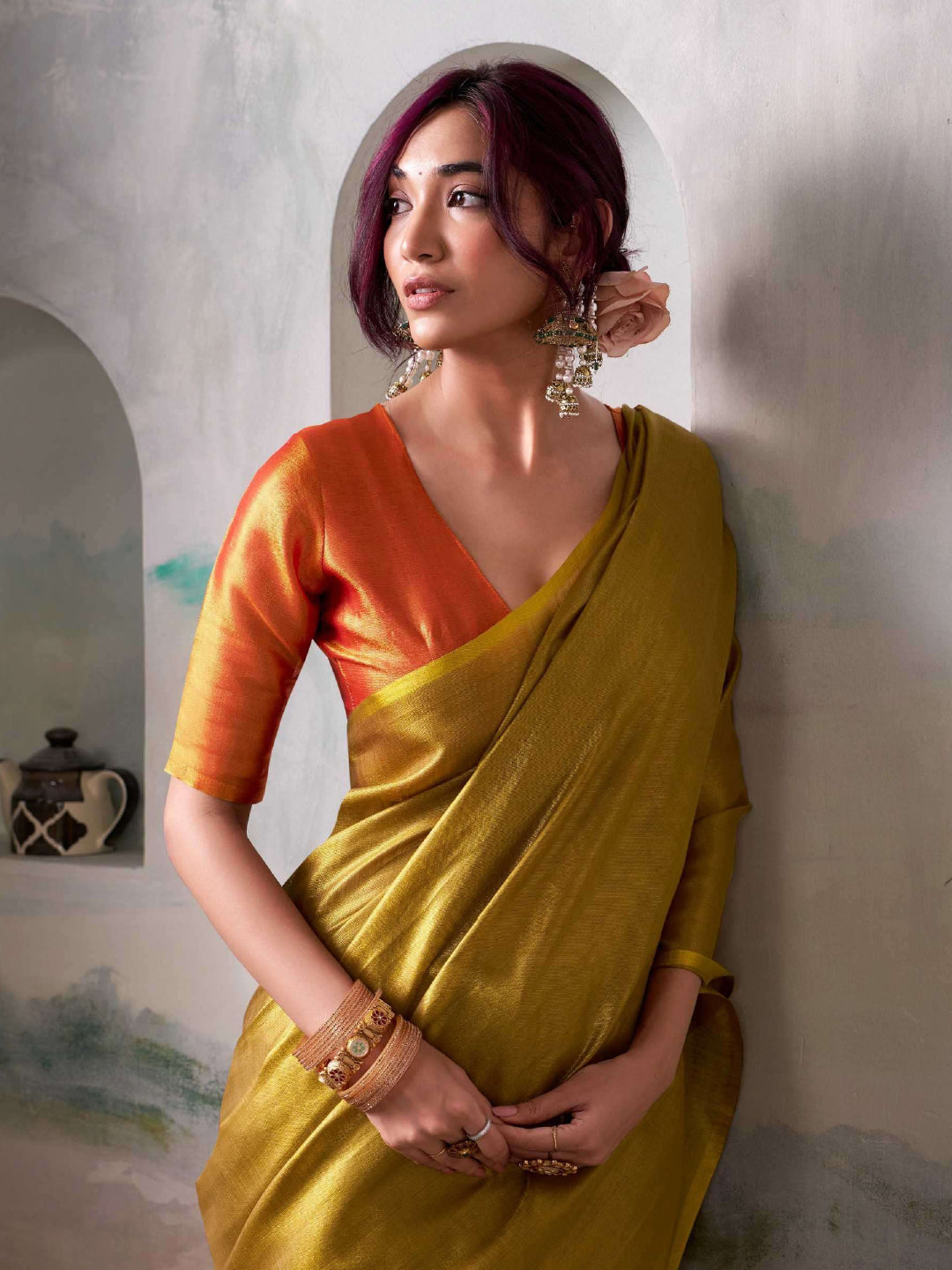 Luminous Glow Tissue Silk (B) Ready To Wear Pocket Saree