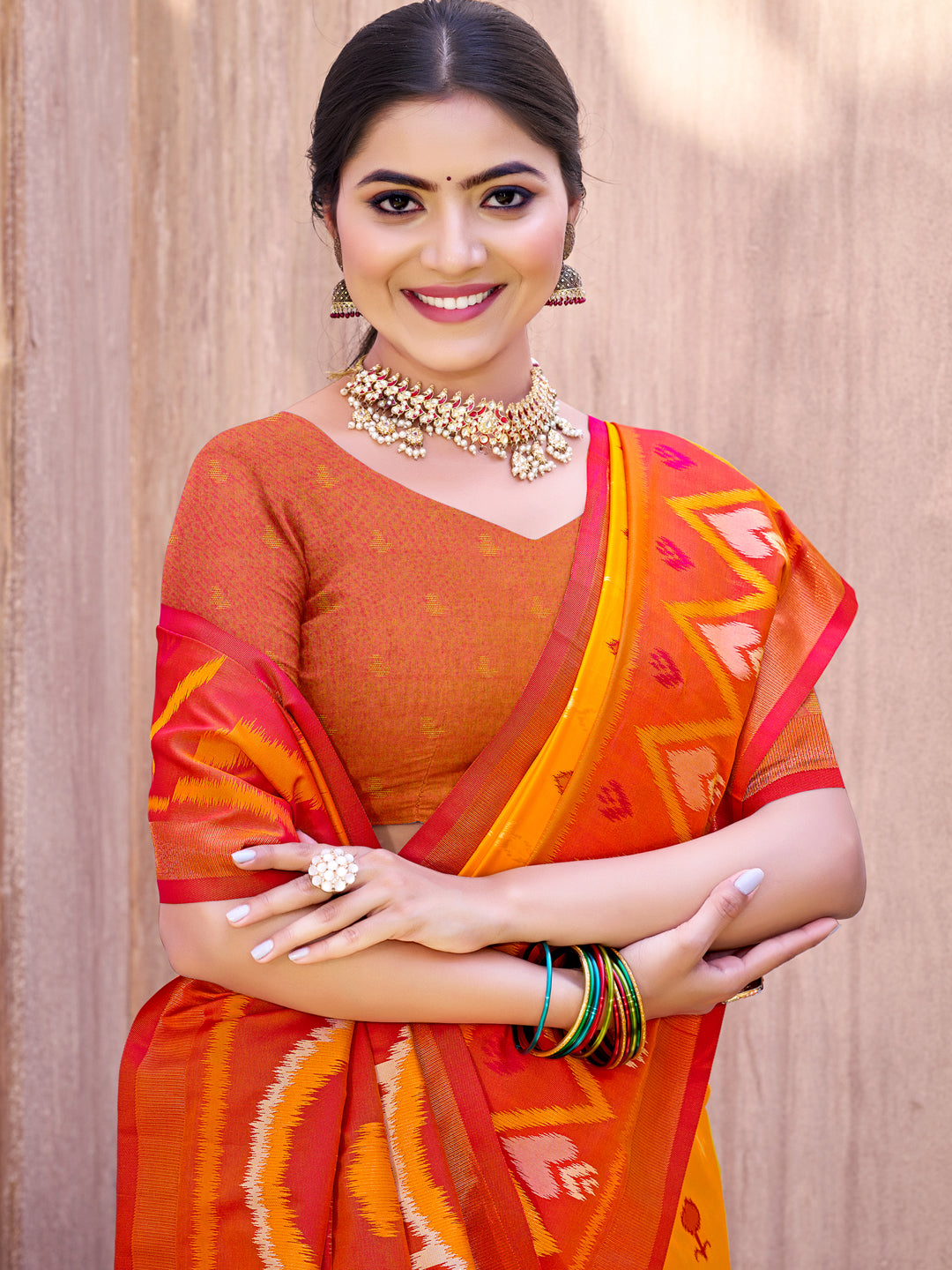 Ikat Reverie Powerloom Silk (A) Ready To Wear Pocket Saree