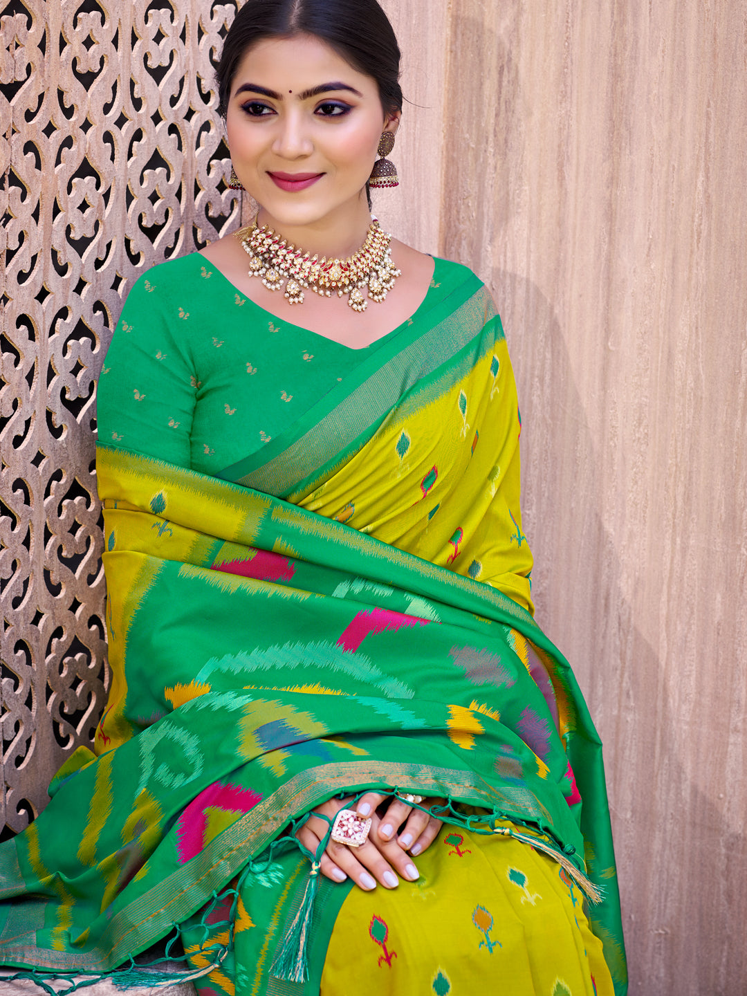 Ikat Reverie Powerloom Silk (C) Ready To Wear Pocket Saree