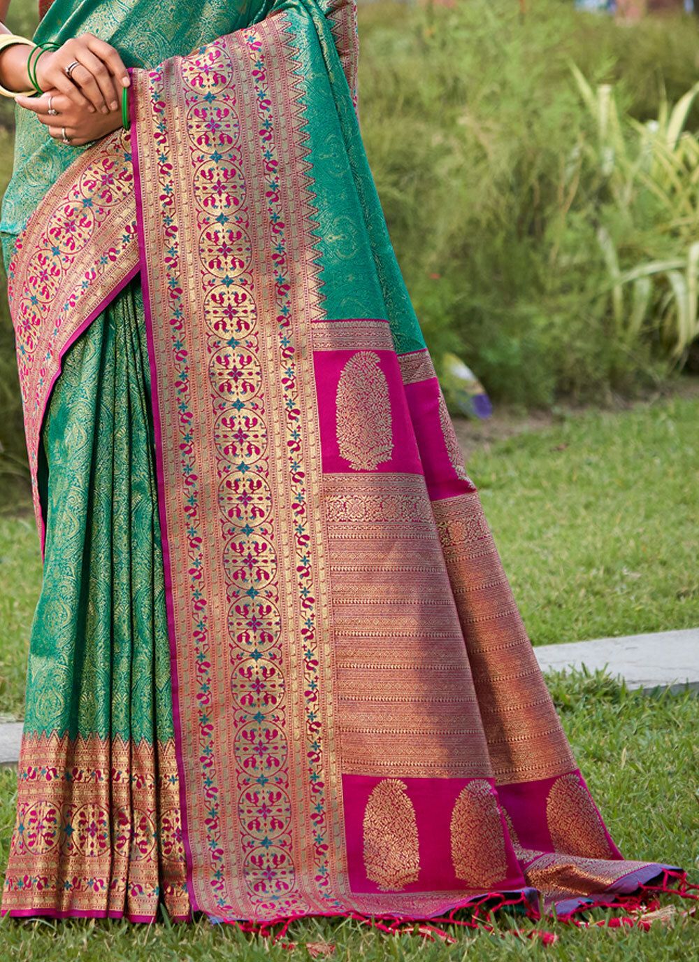 Golden Hour Banarasi Silk (C) Ready To Wear Pocket Saree
