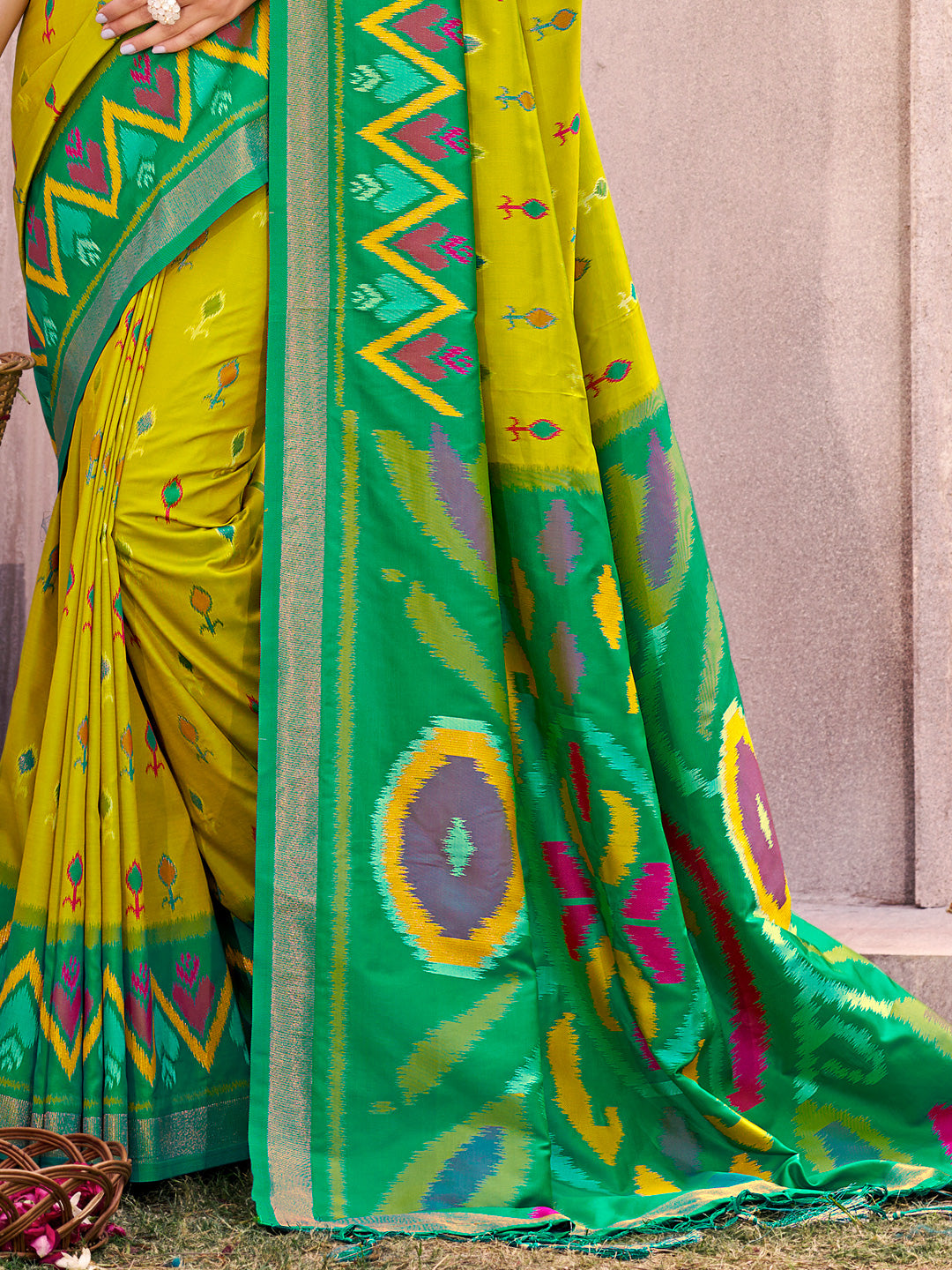 Ikat Reverie Powerloom Silk (C) Ready To Wear Pocket Saree