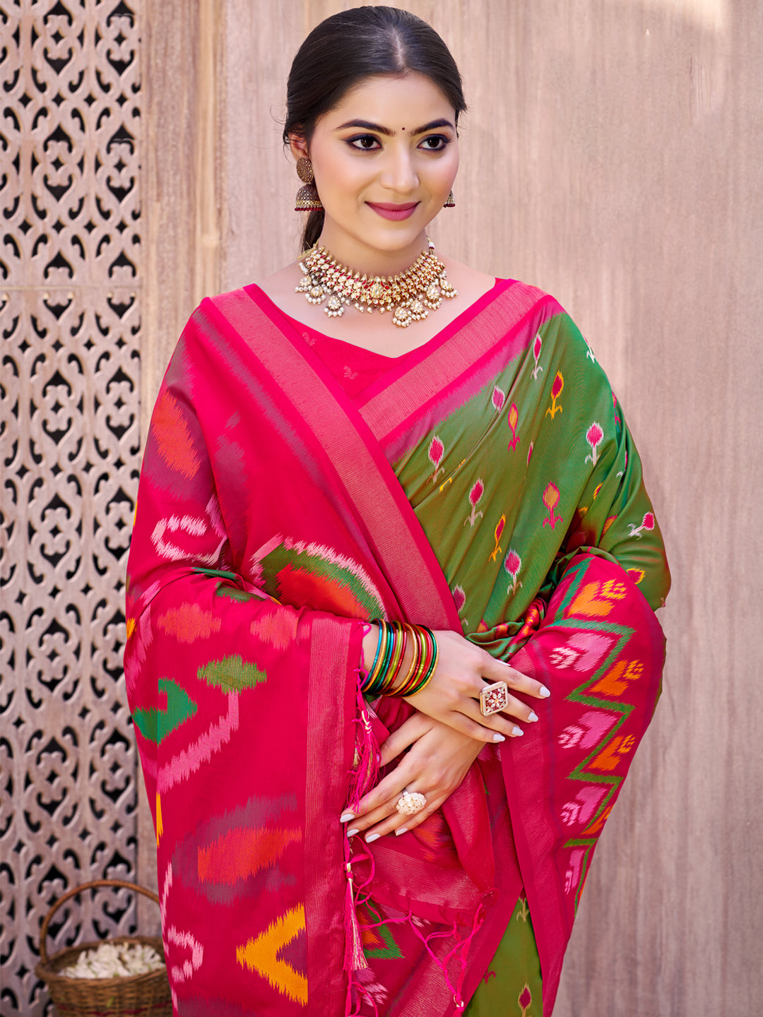 Ikat Reverie Powerloom Silk (D) Ready To Wear Pocket Saree