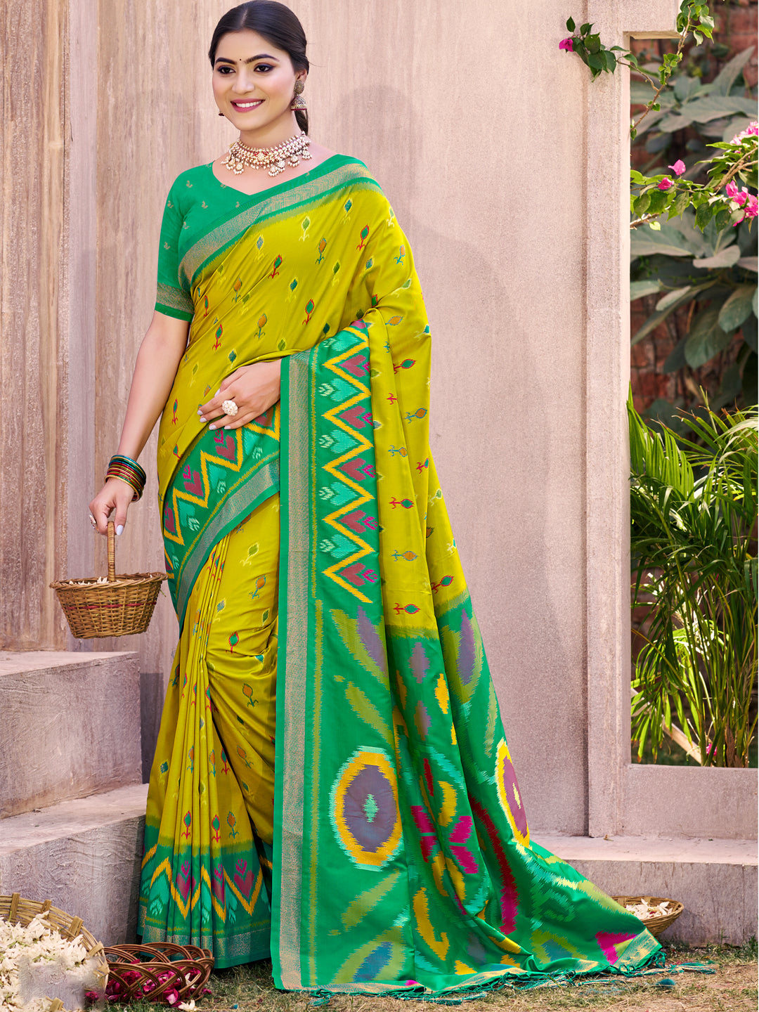 Ikat Reverie Powerloom Silk (C) Ready To Wear Pocket Saree
