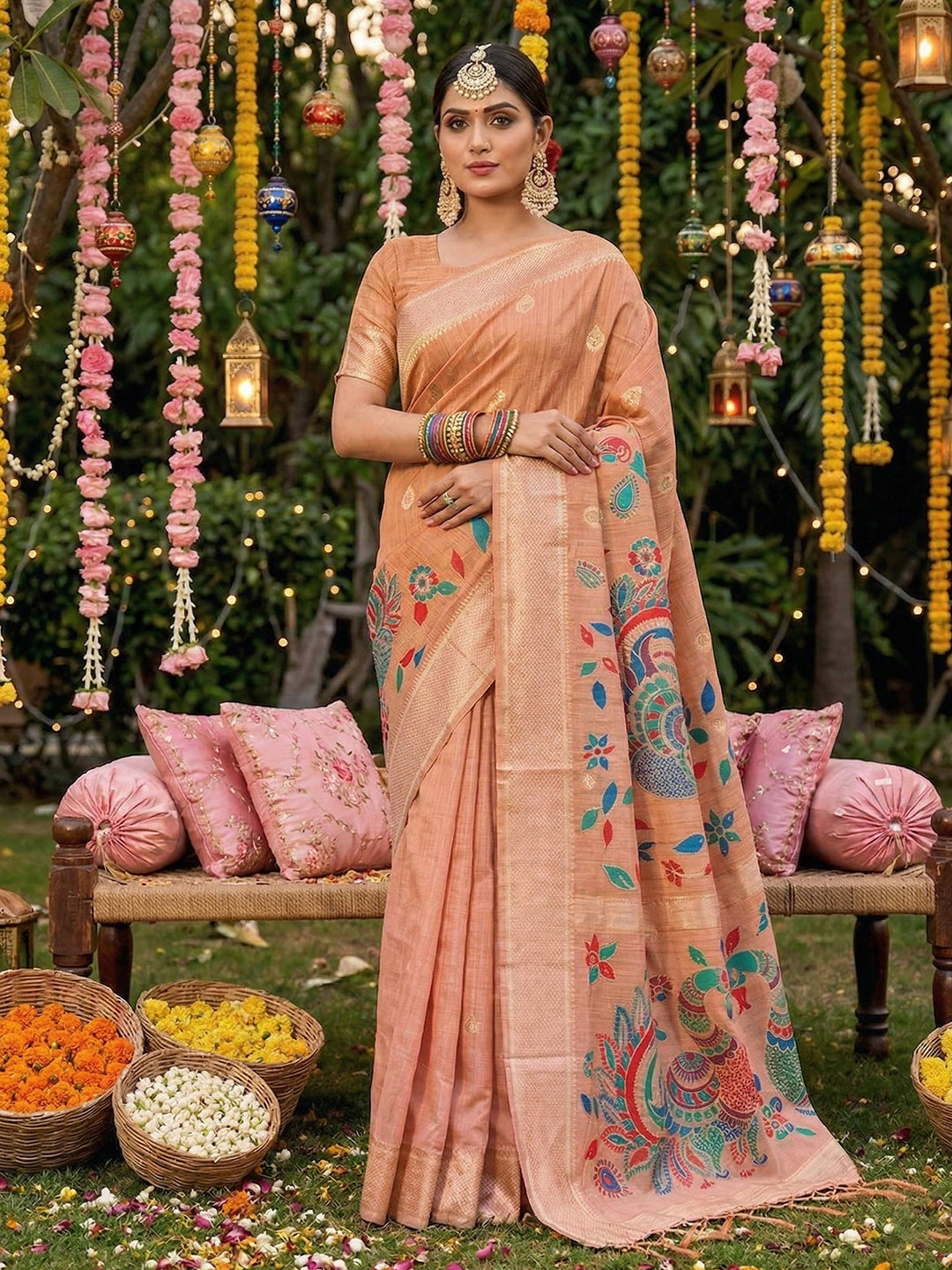 Mayurika Linen Cotton (E) Ready To Wear Pocket Saree