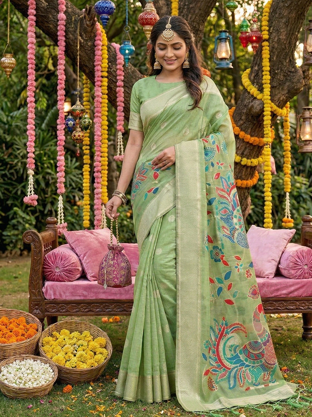 Mayurika Linen Cotton (C) Ready To Wear Pocket Saree
