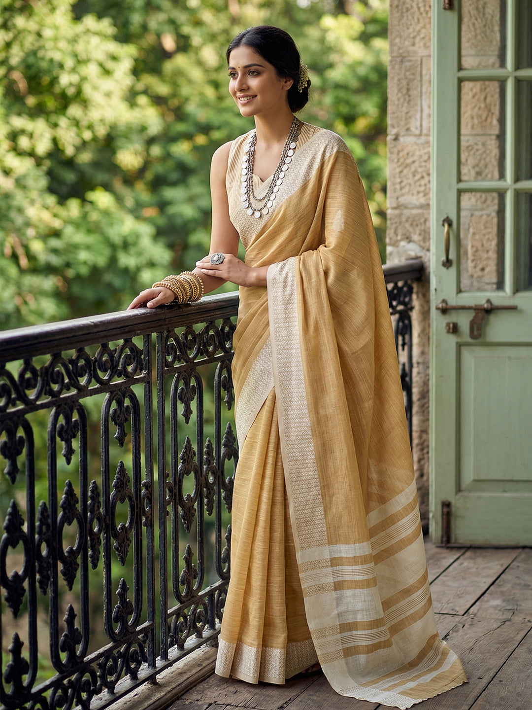 Subtle Charm Linen (C) Ready To Wear Pocket Saree
