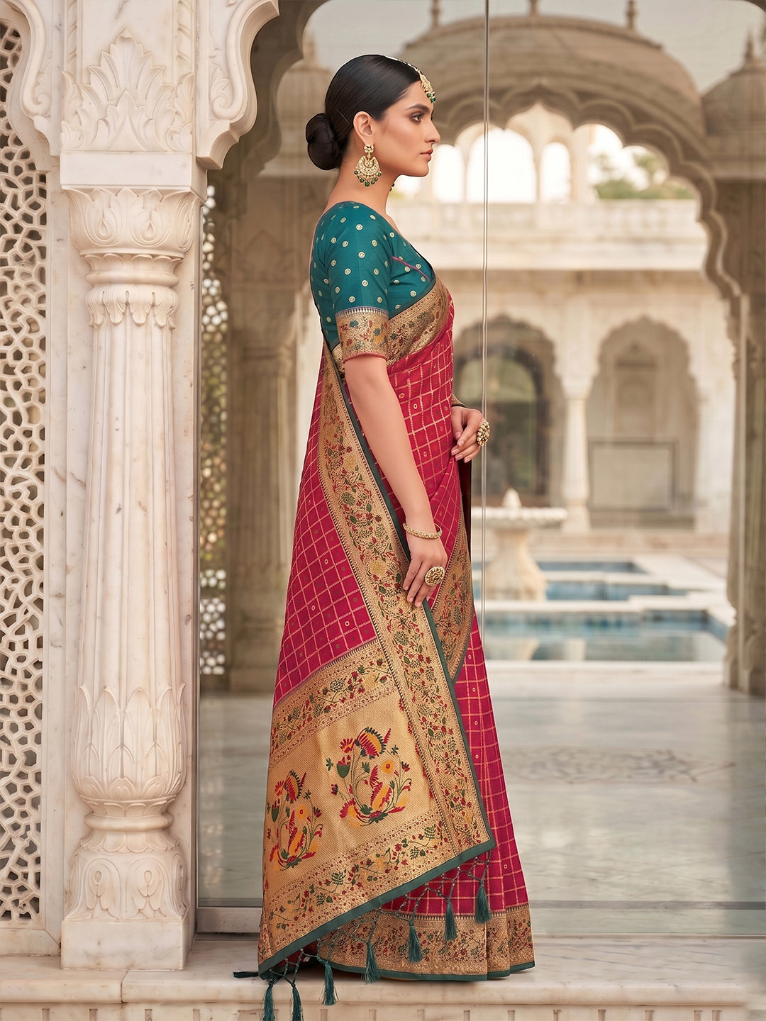 Rajsi Powerloom Paithani Silk (B) Ready To Wear Pocket Saree