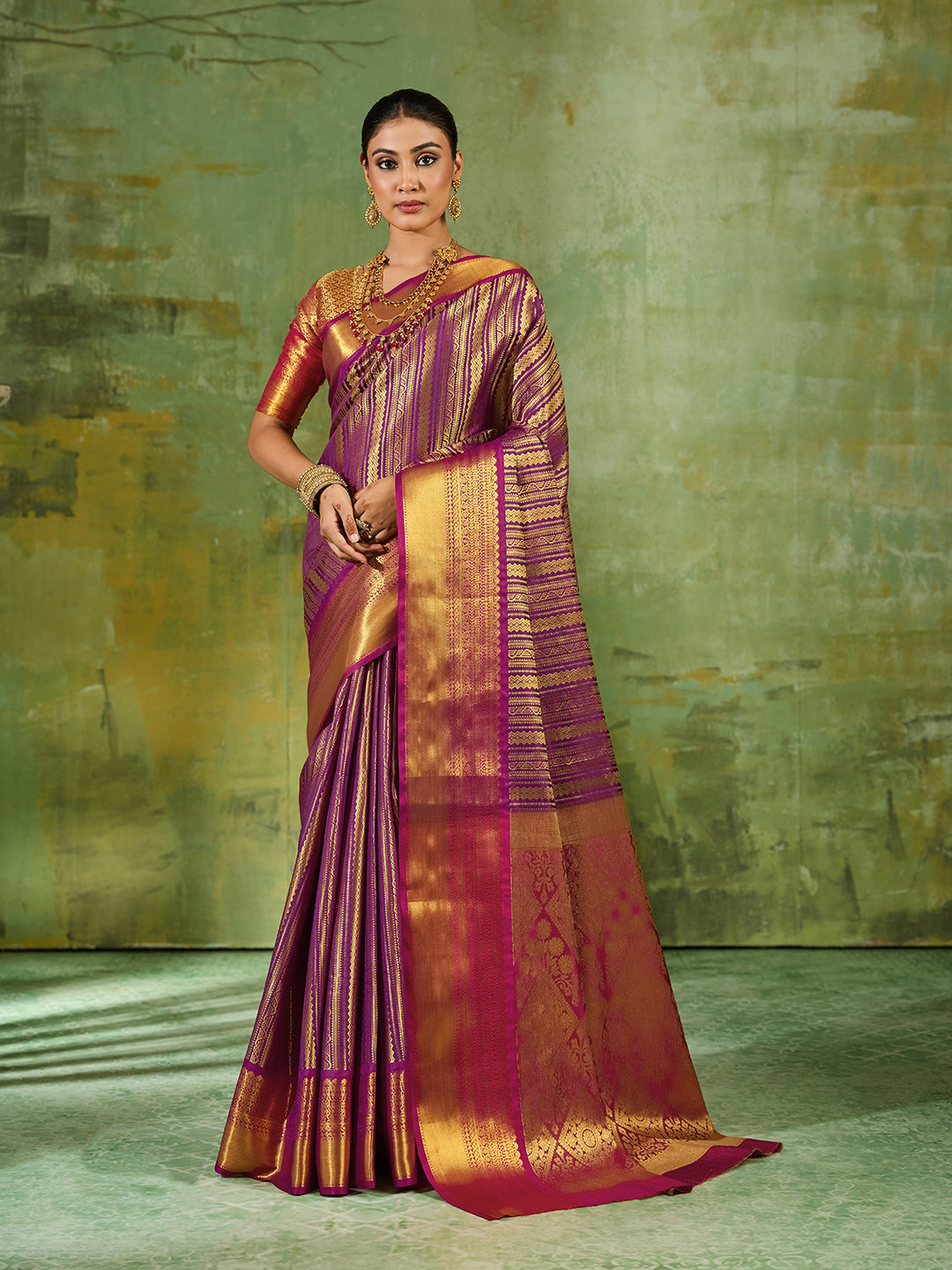 Nyra Silk Ready To Wear Pocket Saree | Purple