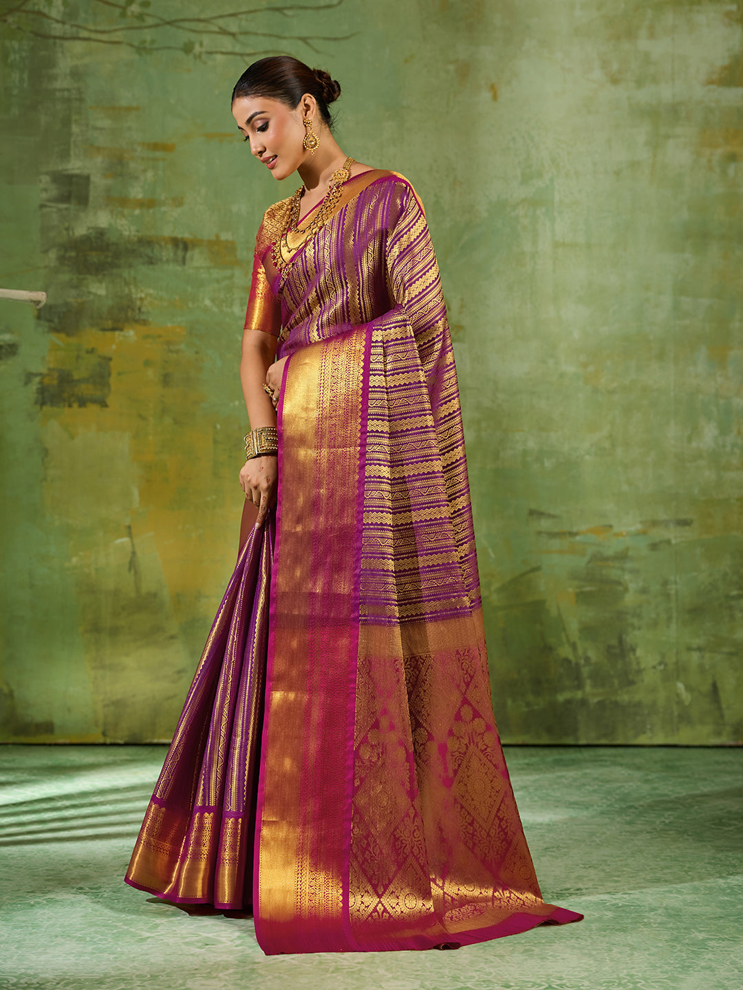 Nyra Silk Ready To Wear Pocket Saree | Purple
