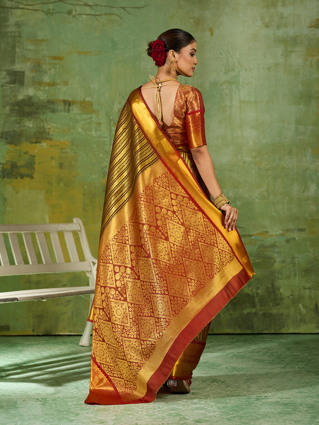 Nyra Silk Ready To Wear Pocket Saree | Brown