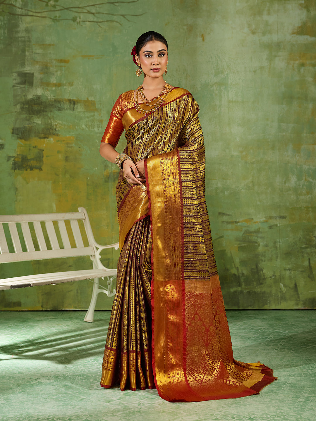 Nyra Silk Ready To Wear Pocket Saree | Brown