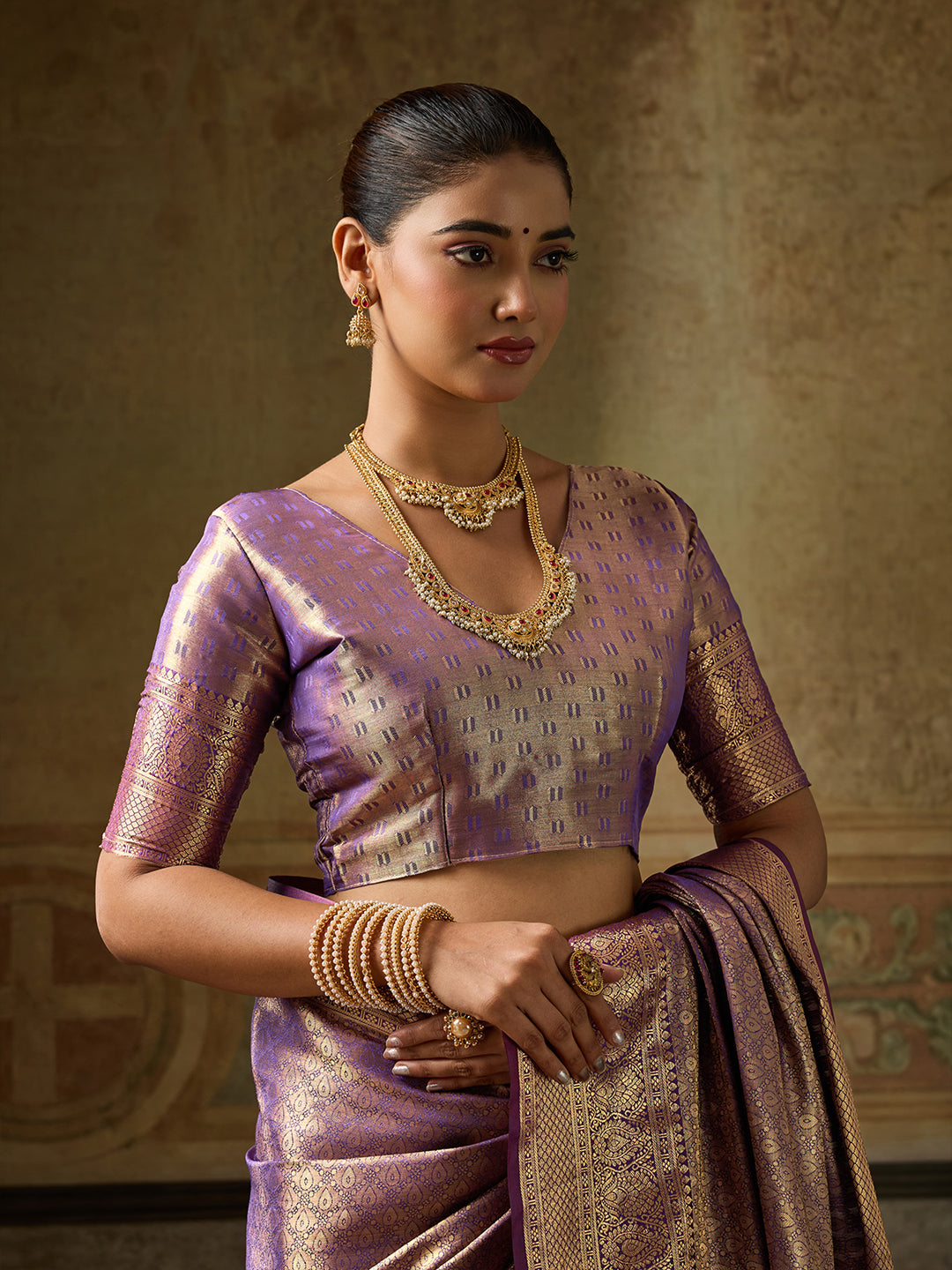 Chandrika Silk Ready To Wear Pocket Saree | Purple