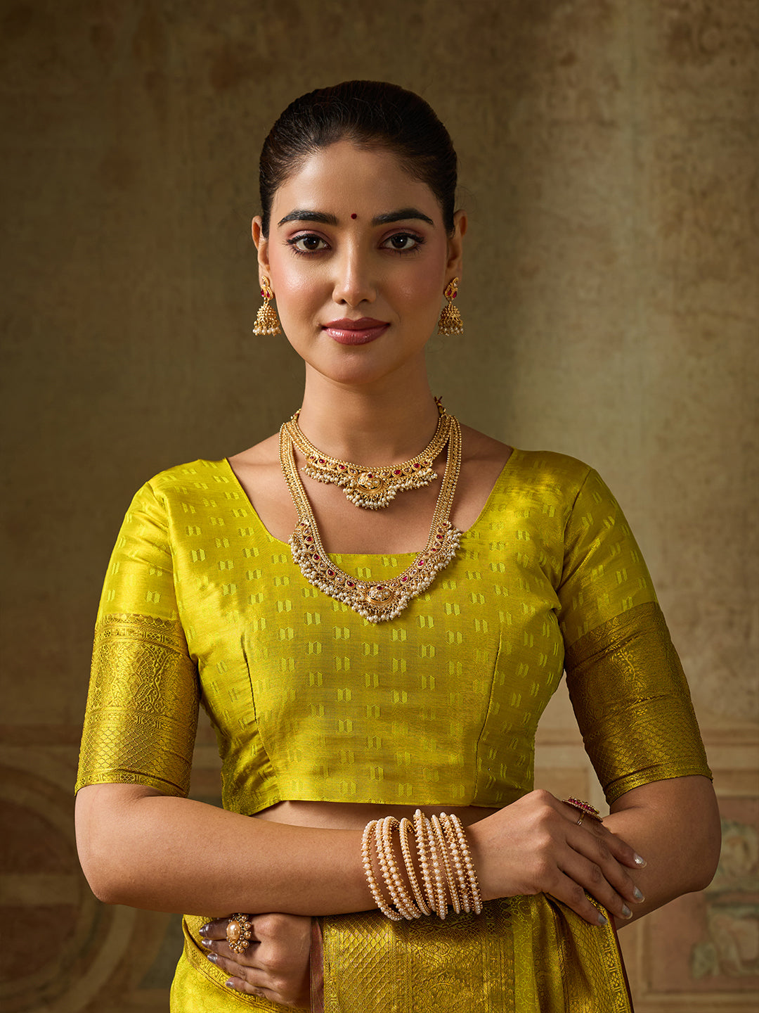 Chandrika Silk Ready To Wear Pocket Saree | Mustard Yellow