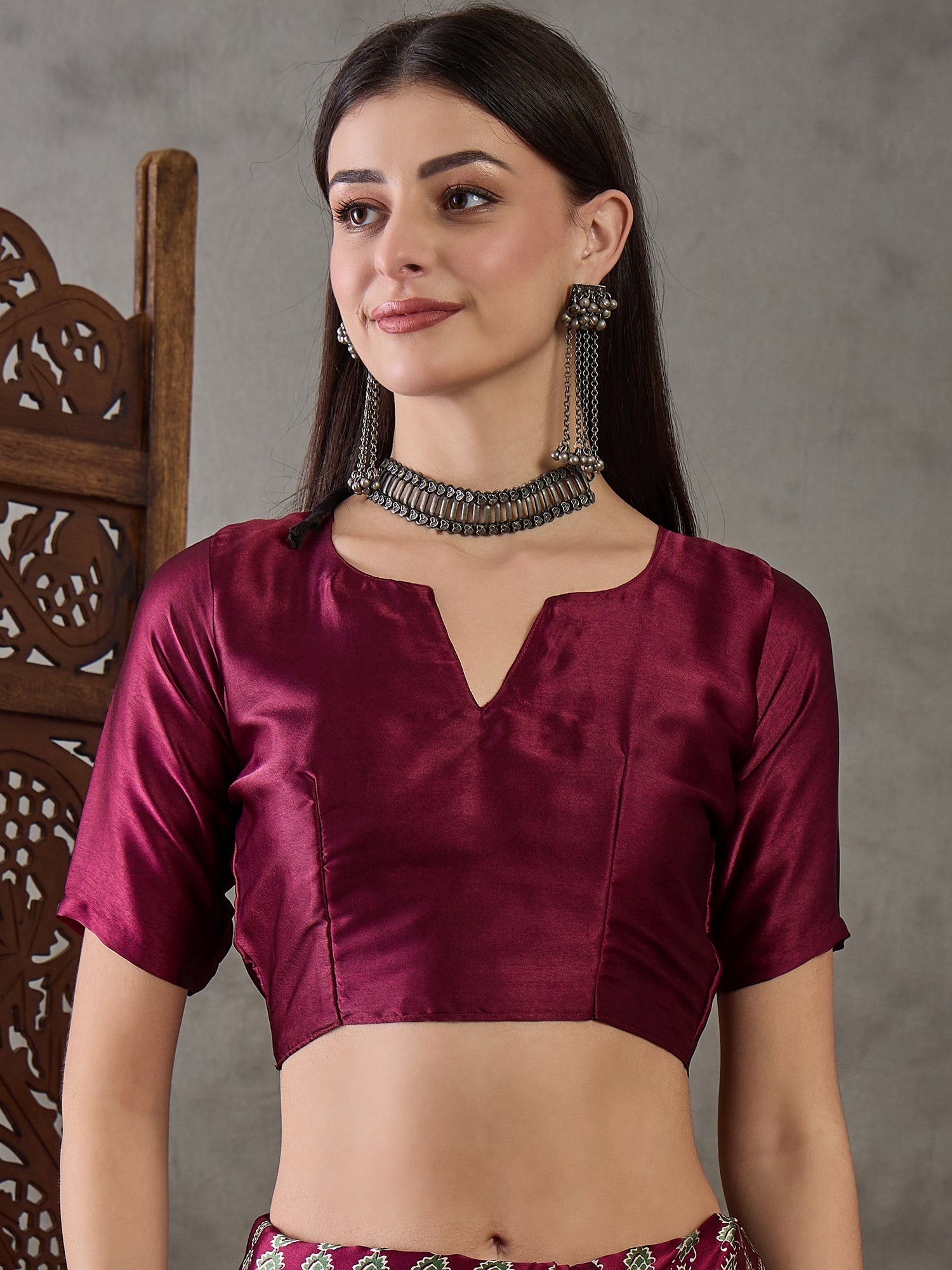 Modal Ajrakh Print (Red) Ready To Wear Pocket Saree