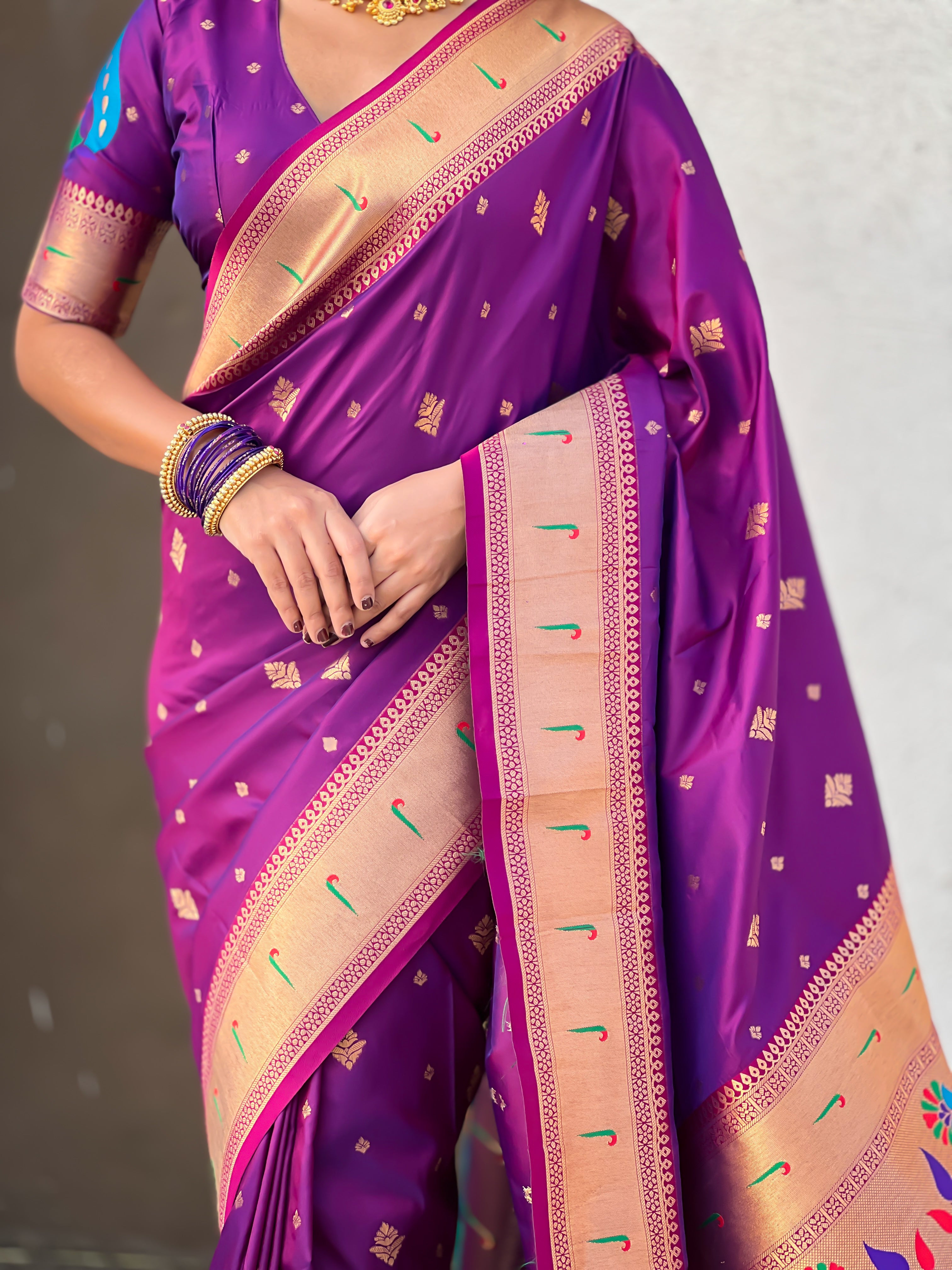 Rajmayur Powerloom Paithani Ready To Wear Pocket Saree