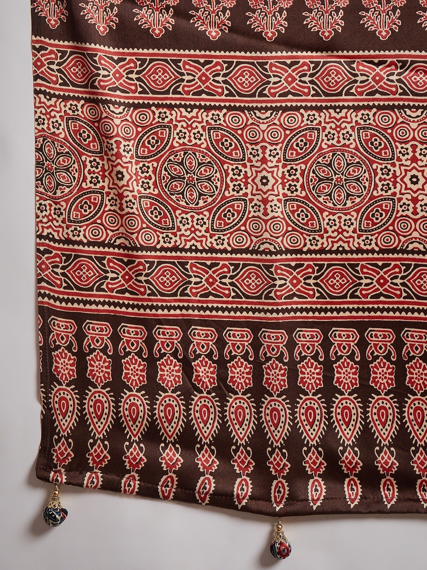 Modal Ajrakh Print (Brown) Ready To Wear Pocket Saree