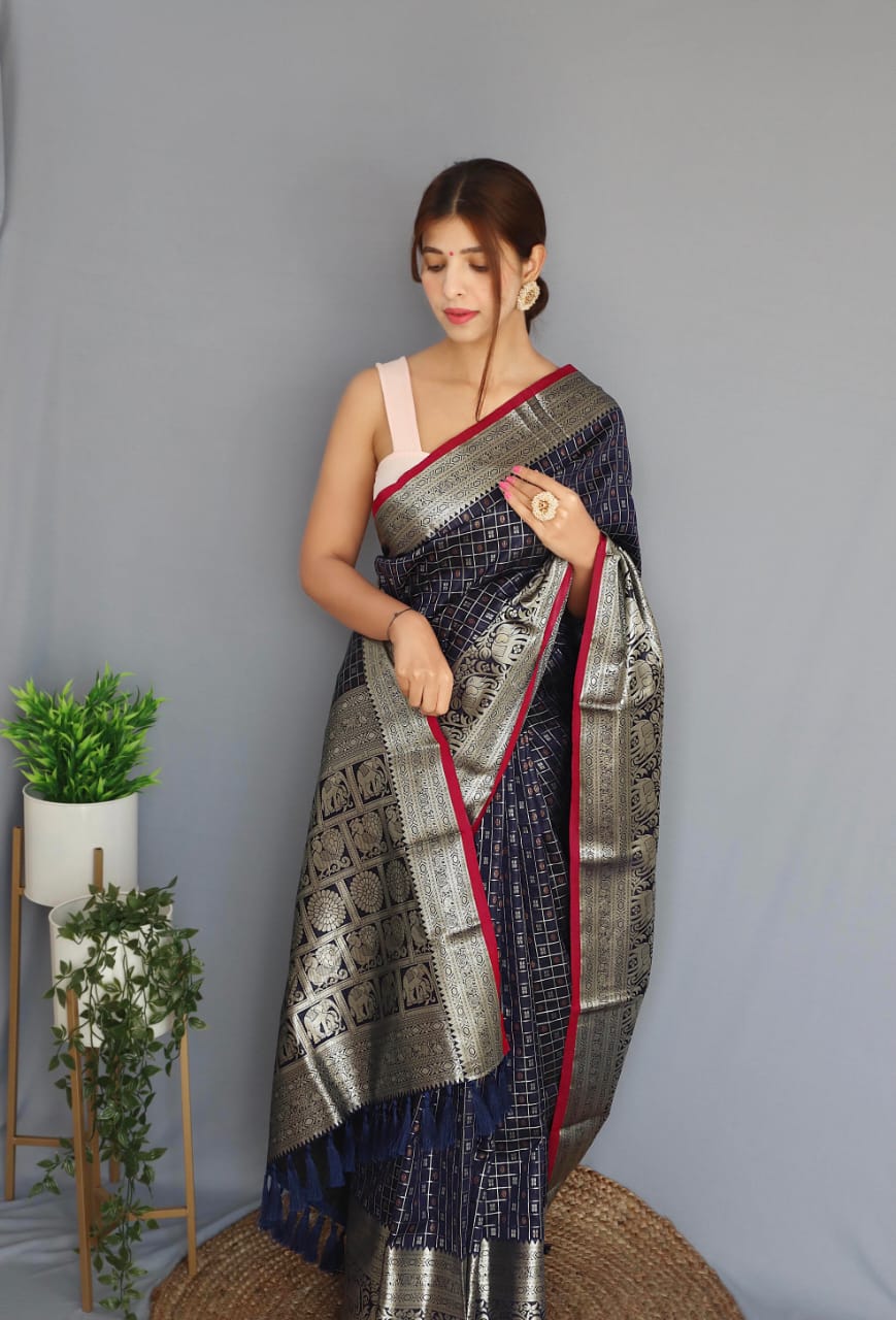 Royal Onyx Silk Ready To Wear Pocket Saree