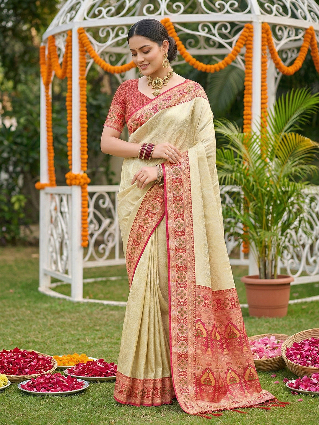 Subtle Splendor Banarasi Silk (E) Ready To Wear Pocket Saree