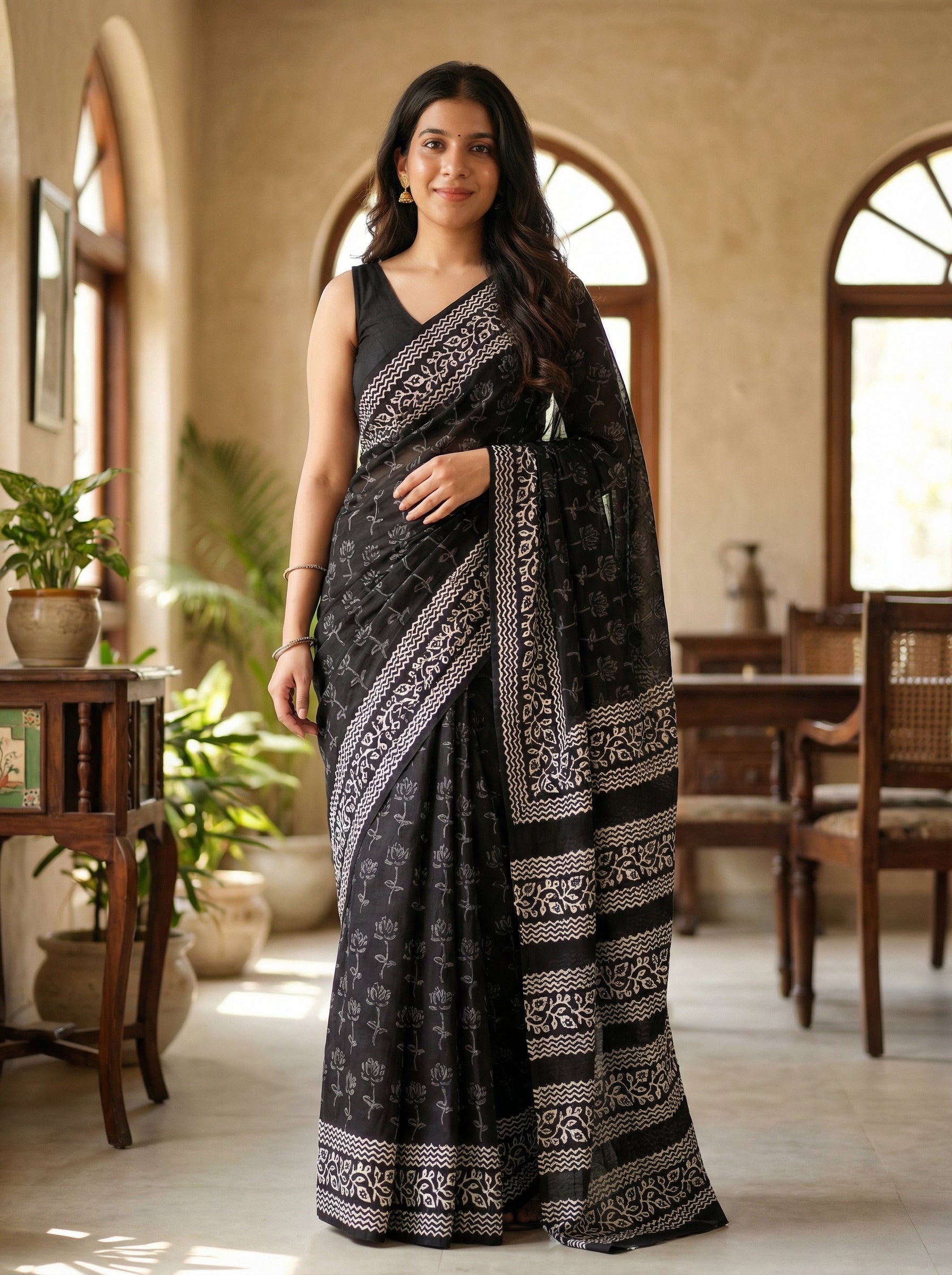 Lichfield Angel Mul Cotton Ready-To-Wear Pocket Saree