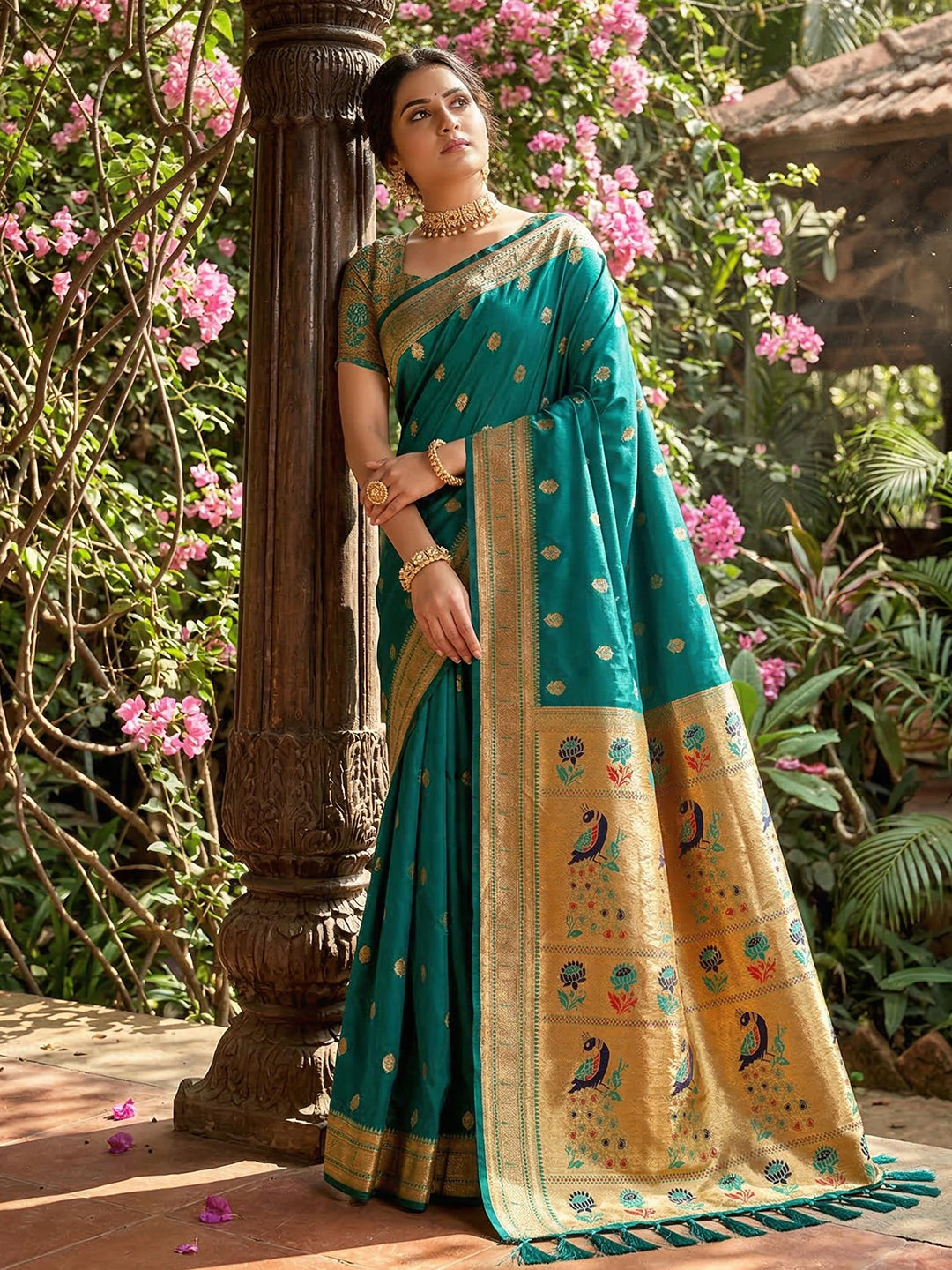 Alankrita Powerloom Paithani Silk (A) Ready To Wear Pocket Saree
