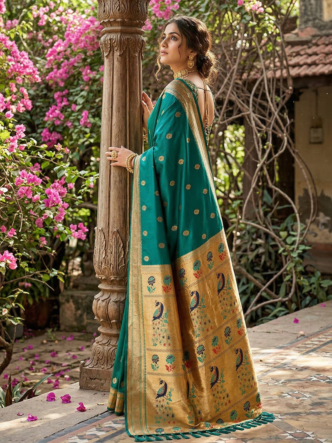 Alankrita Powerloom Paithani Silk (A) Ready To Wear Pocket Saree