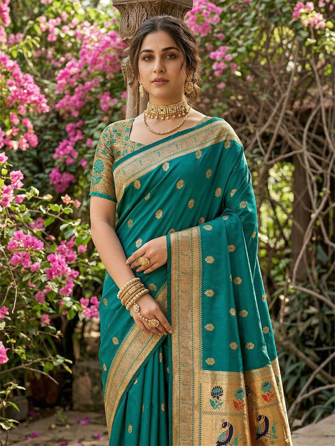 Alankrita Powerloom Paithani Silk (A) Ready To Wear Pocket Saree