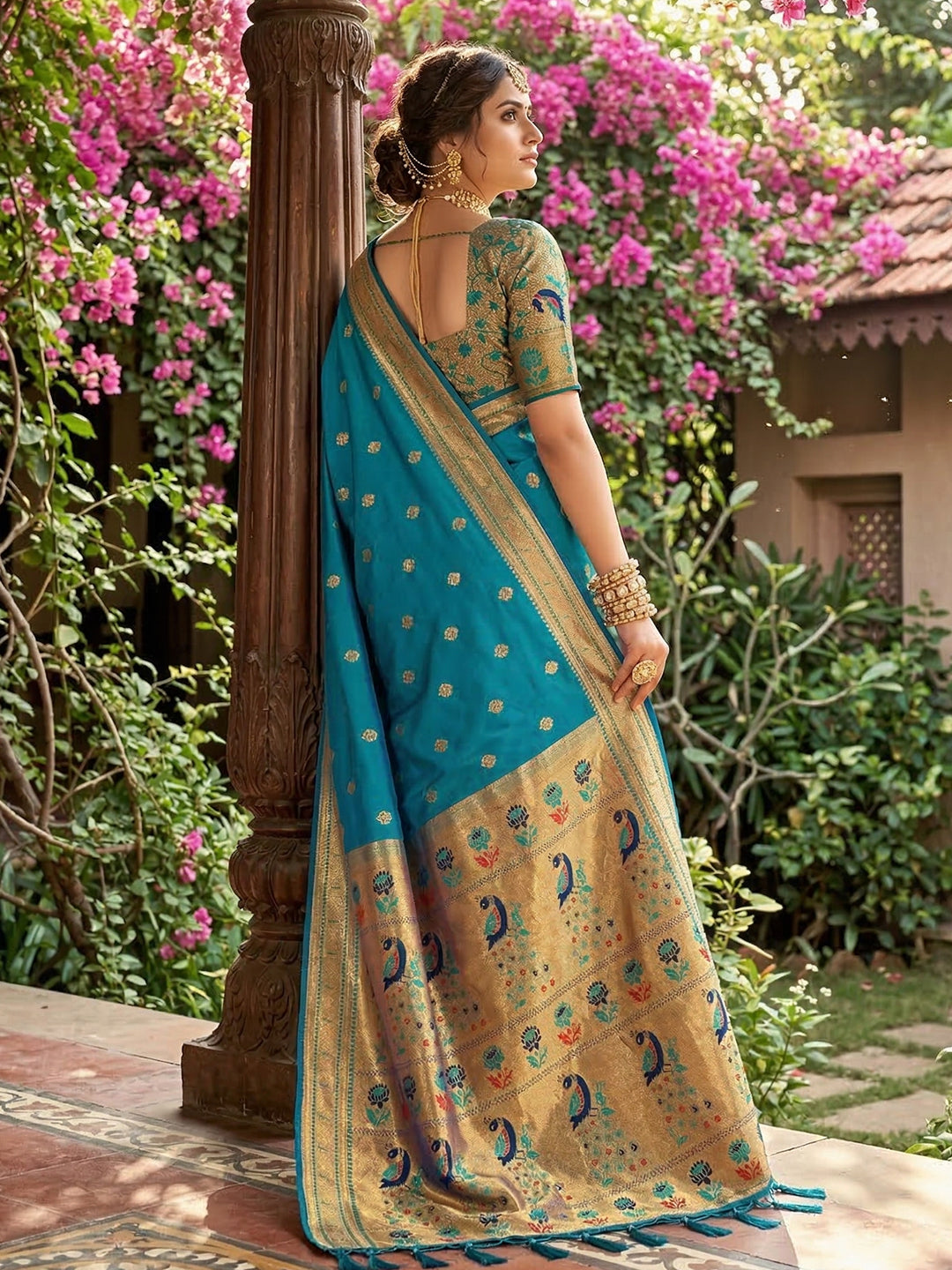 Alankrita Powerloom Paithani Silk (E) Ready To Wear Pocket Saree