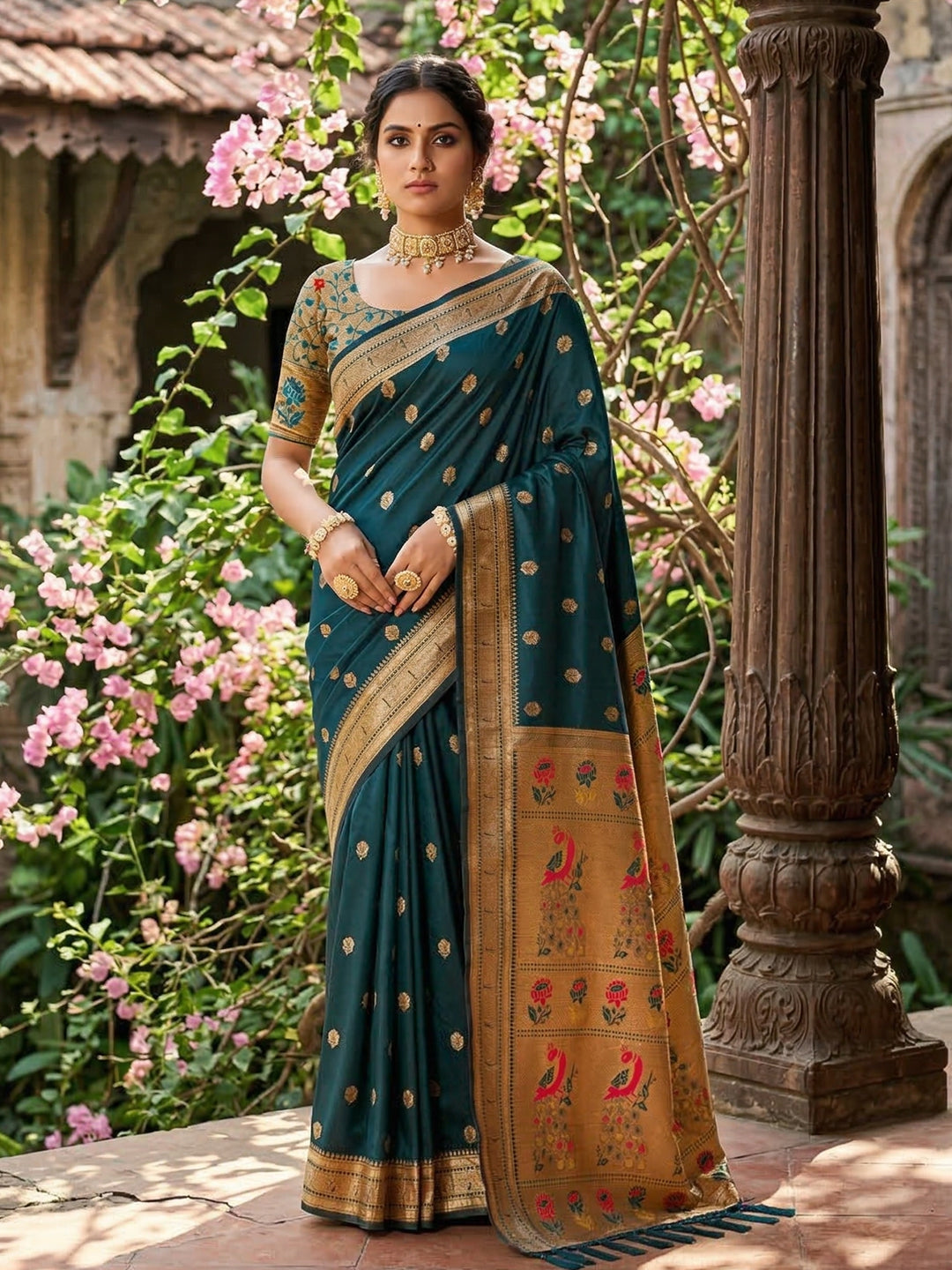 Alankrita Powerloom Paithani Silk (G) Ready To Wear Pocket Saree