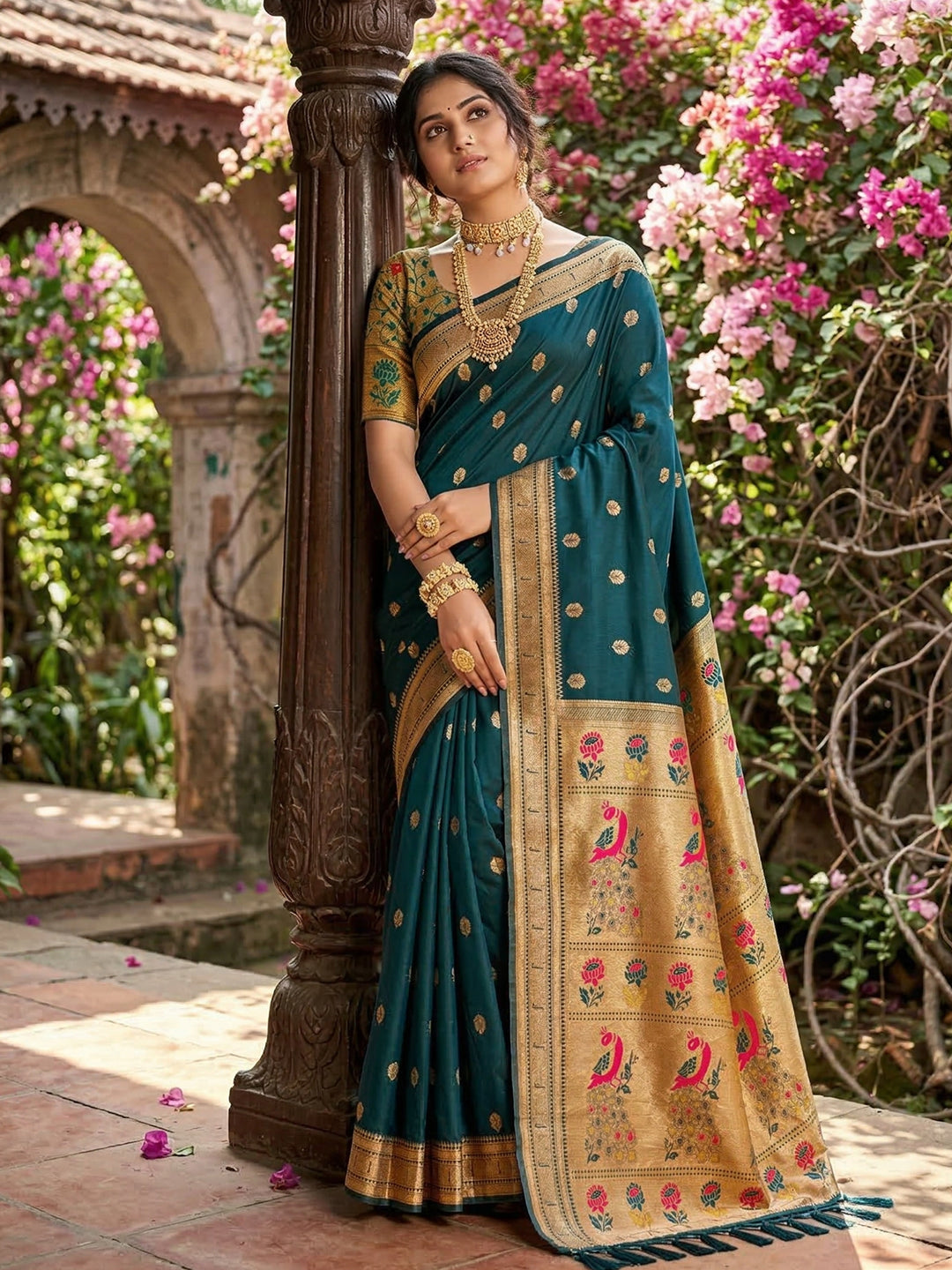 Alankrita Powerloom Paithani Silk (G) Ready To Wear Pocket Saree