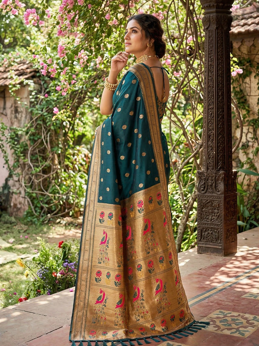 Alankrita Powerloom Paithani Silk (G) Ready To Wear Pocket Saree