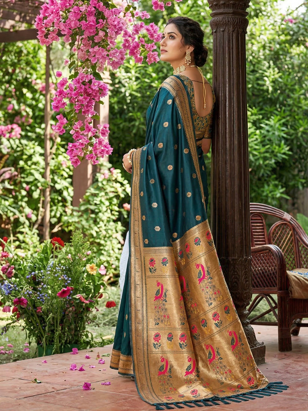 Alankrita Powerloom Paithani Silk (G) Ready To Wear Pocket Saree