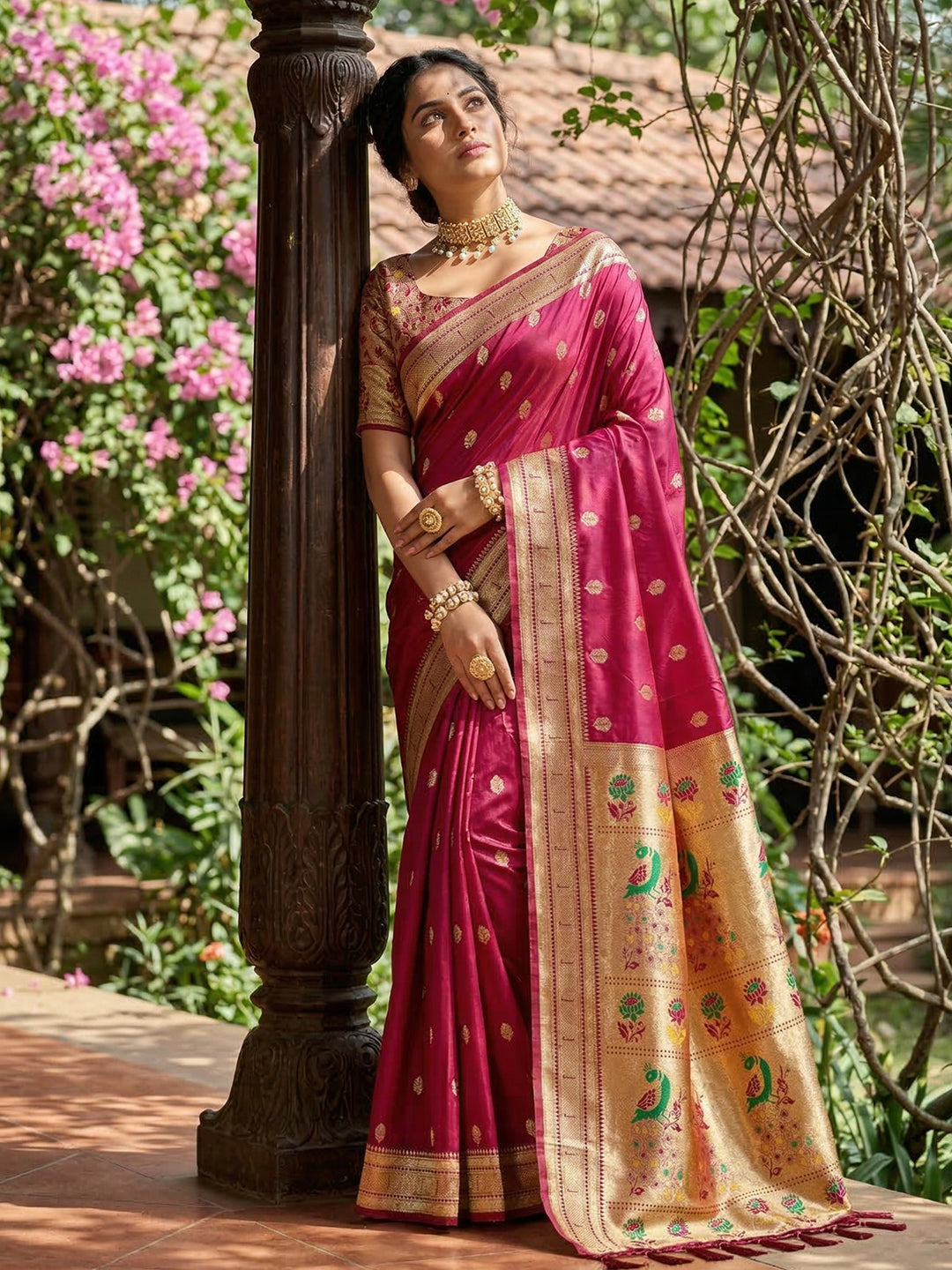 Alankrita Powerloom Paithani Silk (H) Ready To Wear Pocket Saree